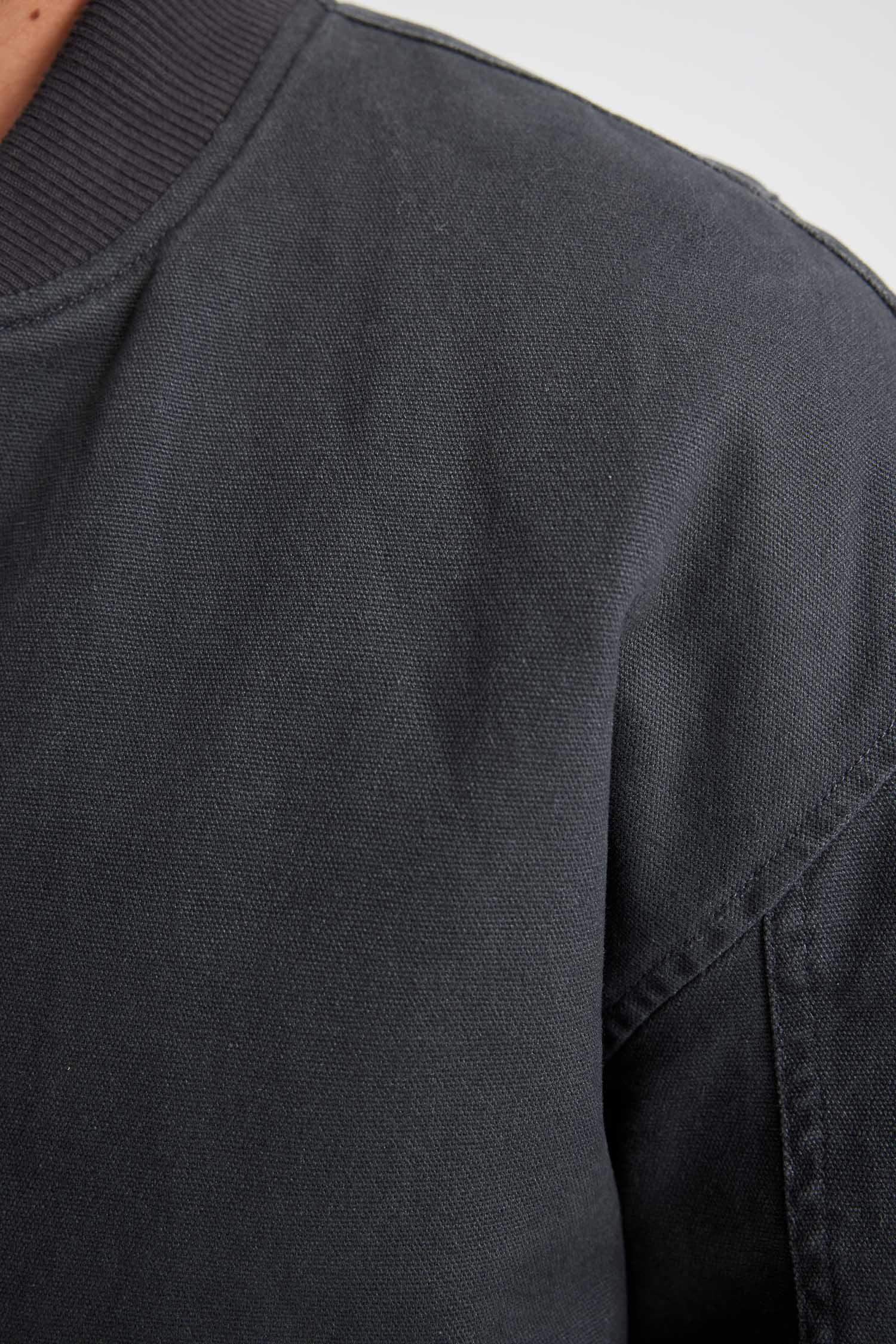 %100 Pamuk Oversize Geniş Kalıp Bomber Kolej Yaka Fermuarlı Cepli Soluk Efektli Mevsimlik Mont Ceket