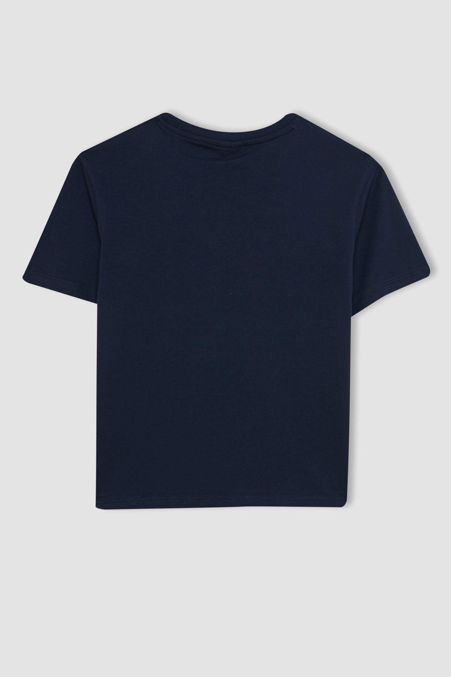 Erkek Çocuk Bisiklet Yaka Renk Şekil Değiştiren Baskılı Kısa Kollu Tişört