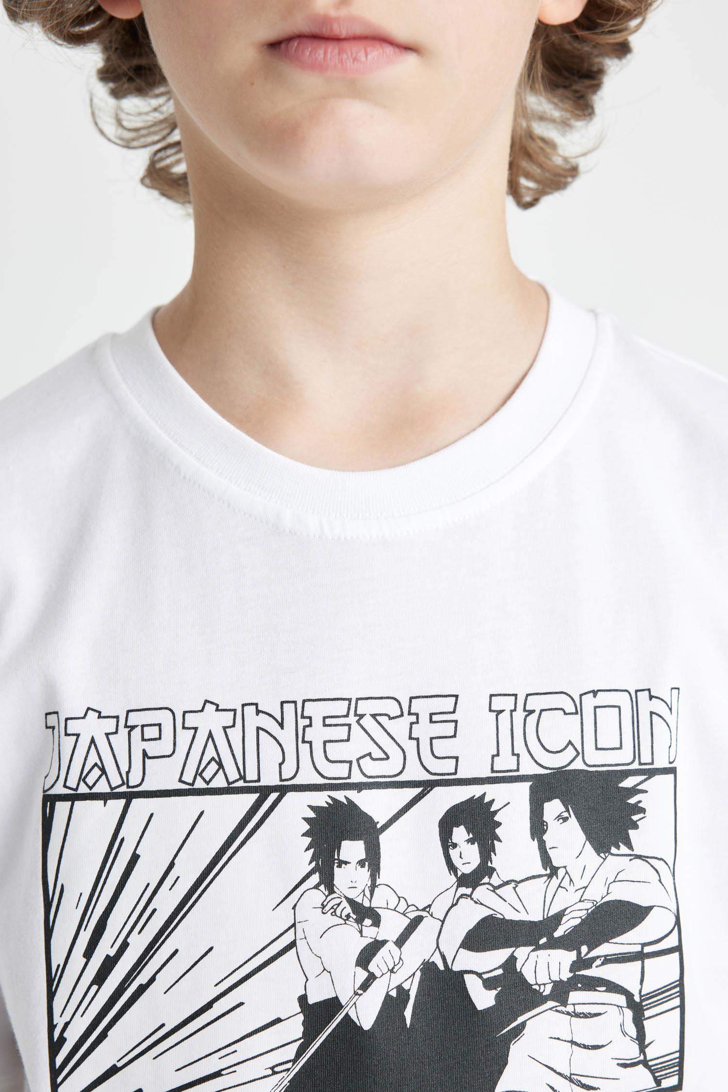 Erkek Çocuk Bisiklet Yaka Renk Şekil Değiştiren Baskılı Kısa Kollu Tişört