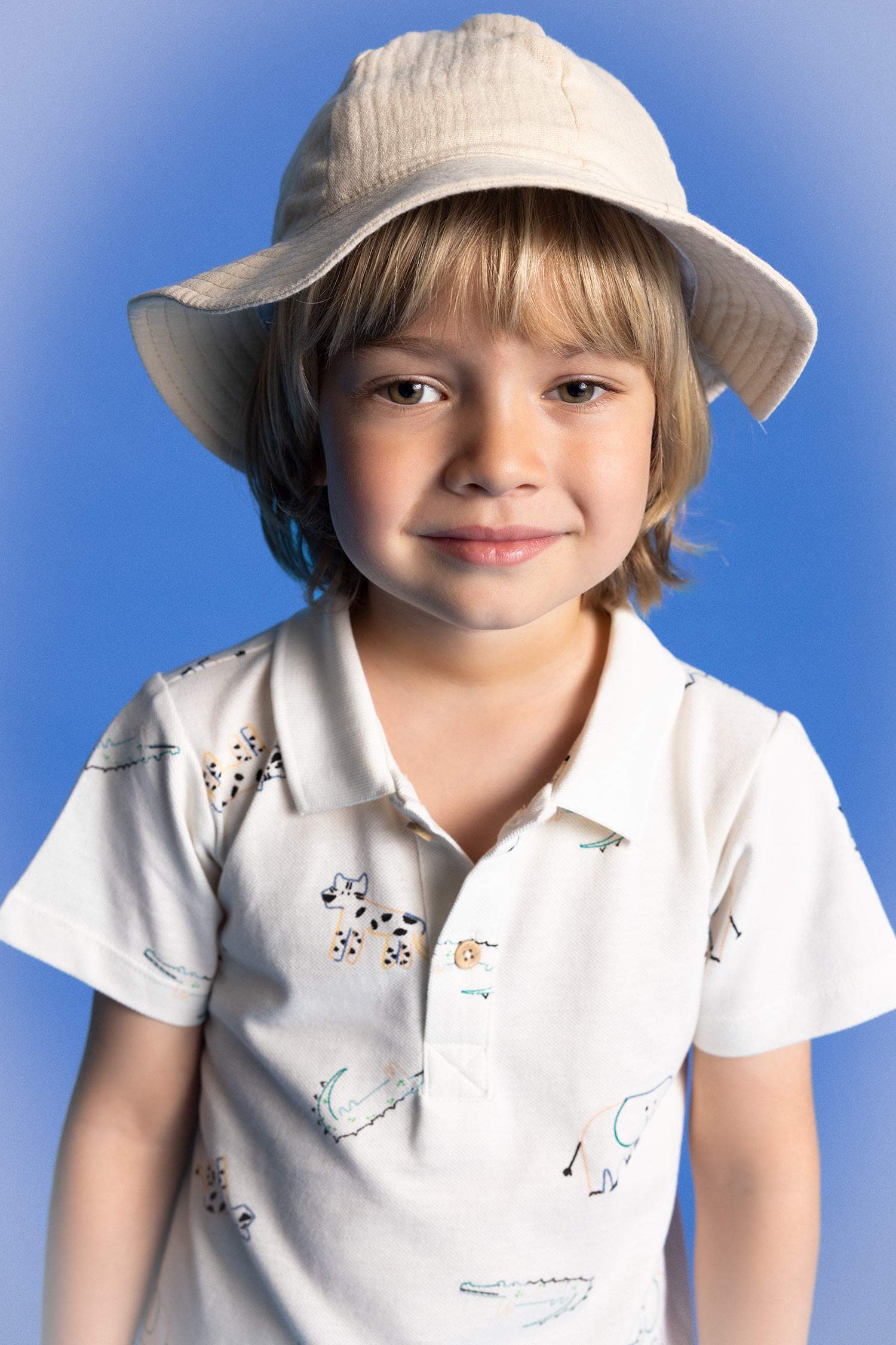 Erkek Bebek Hayvan Desenli Pike Kısa Kollu Polo Tişört