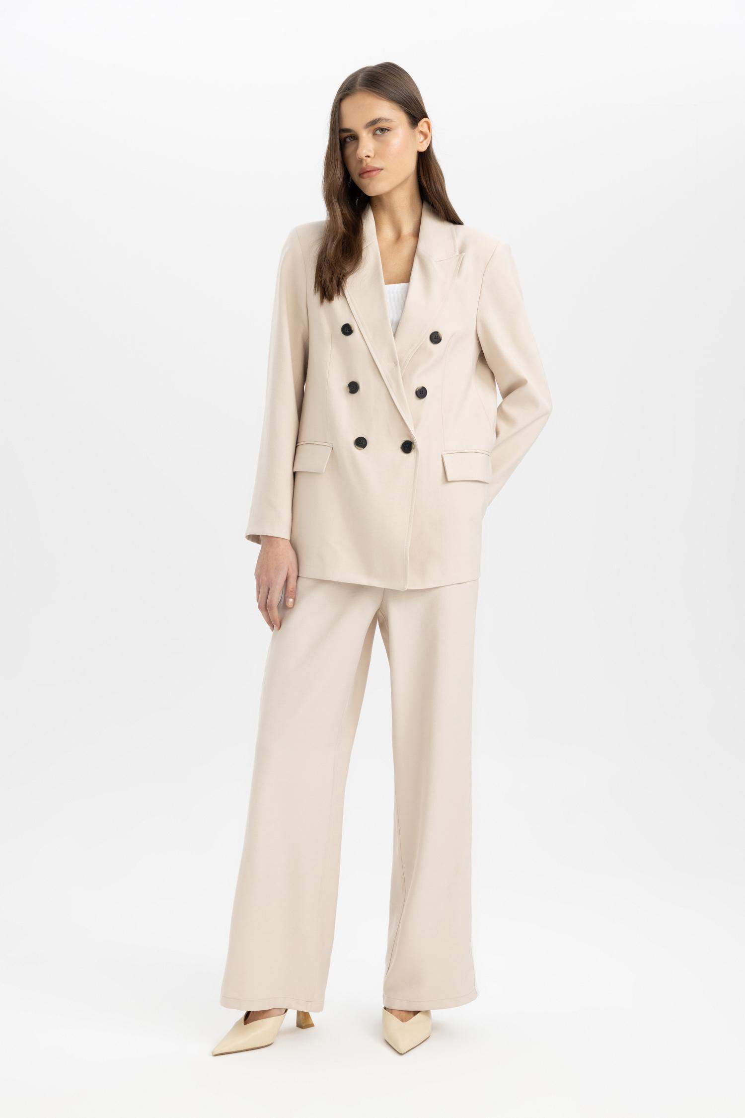 Wide Leg Viskon Kumaş Pantolon Geniş Bol Paça Cepli Yüksek Bel Basic Düz Uzun Boy Yan Şerit Detaylı