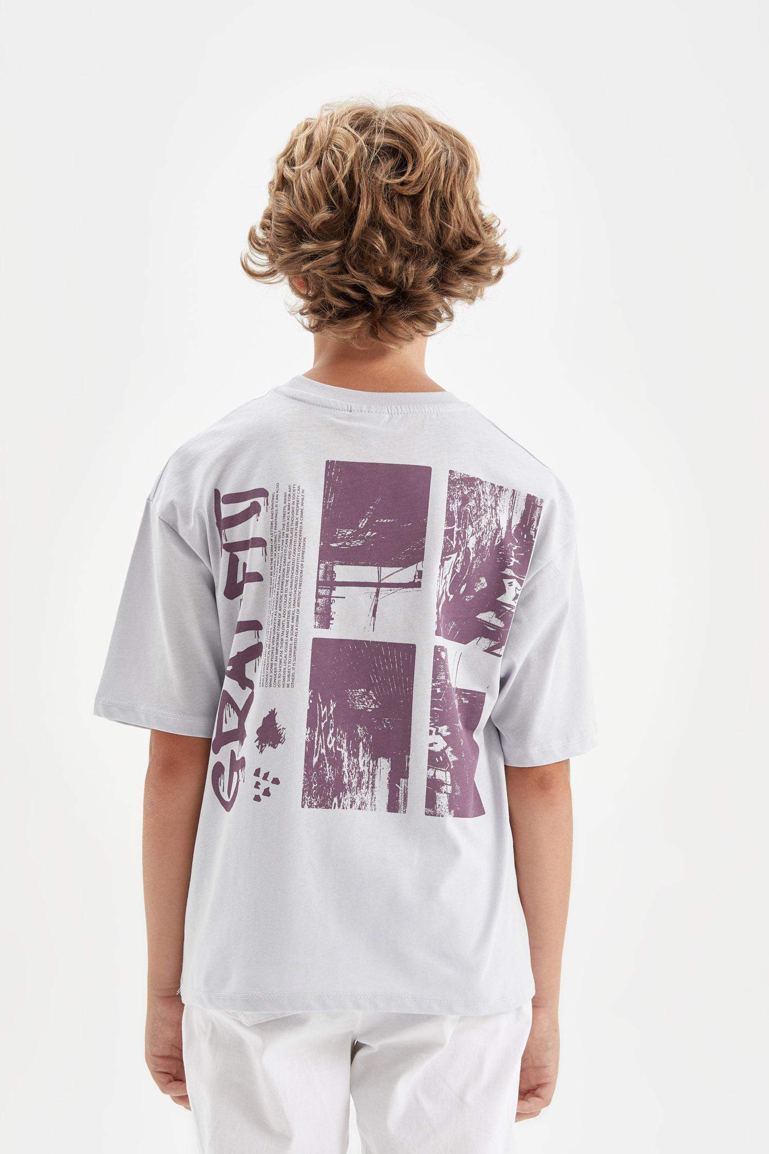 تيشيرت اوفر سايز اولادي مطبوع بياقة مستديرة