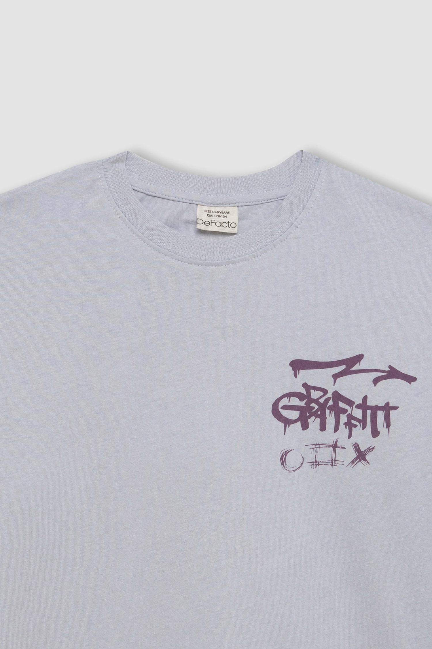 تيشيرت اوفر سايز اولادي مطبوع بياقة مستديرة