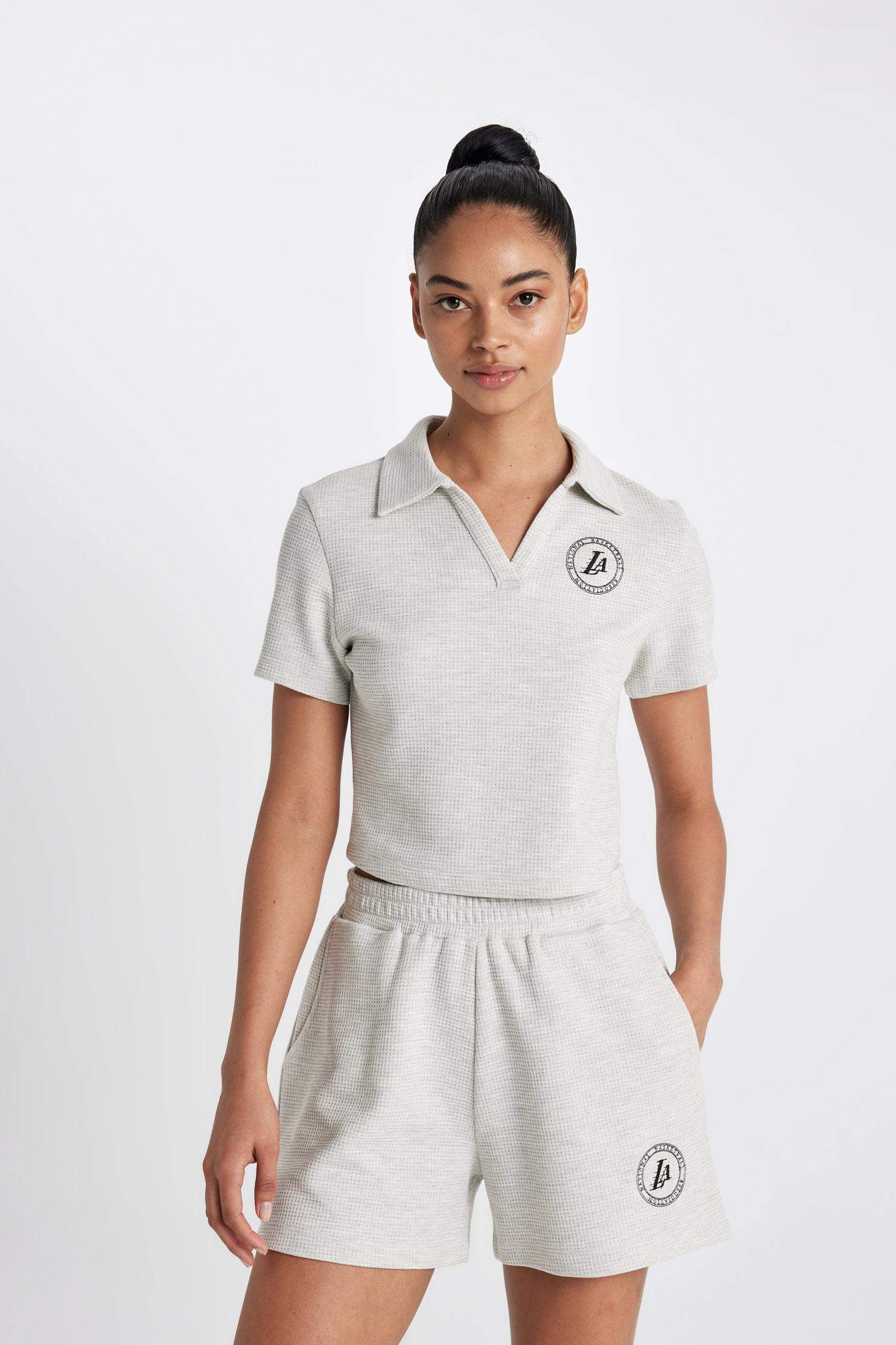 DeFactoFit NBA Los Angeles Lakers Cropped Waffle Shorts