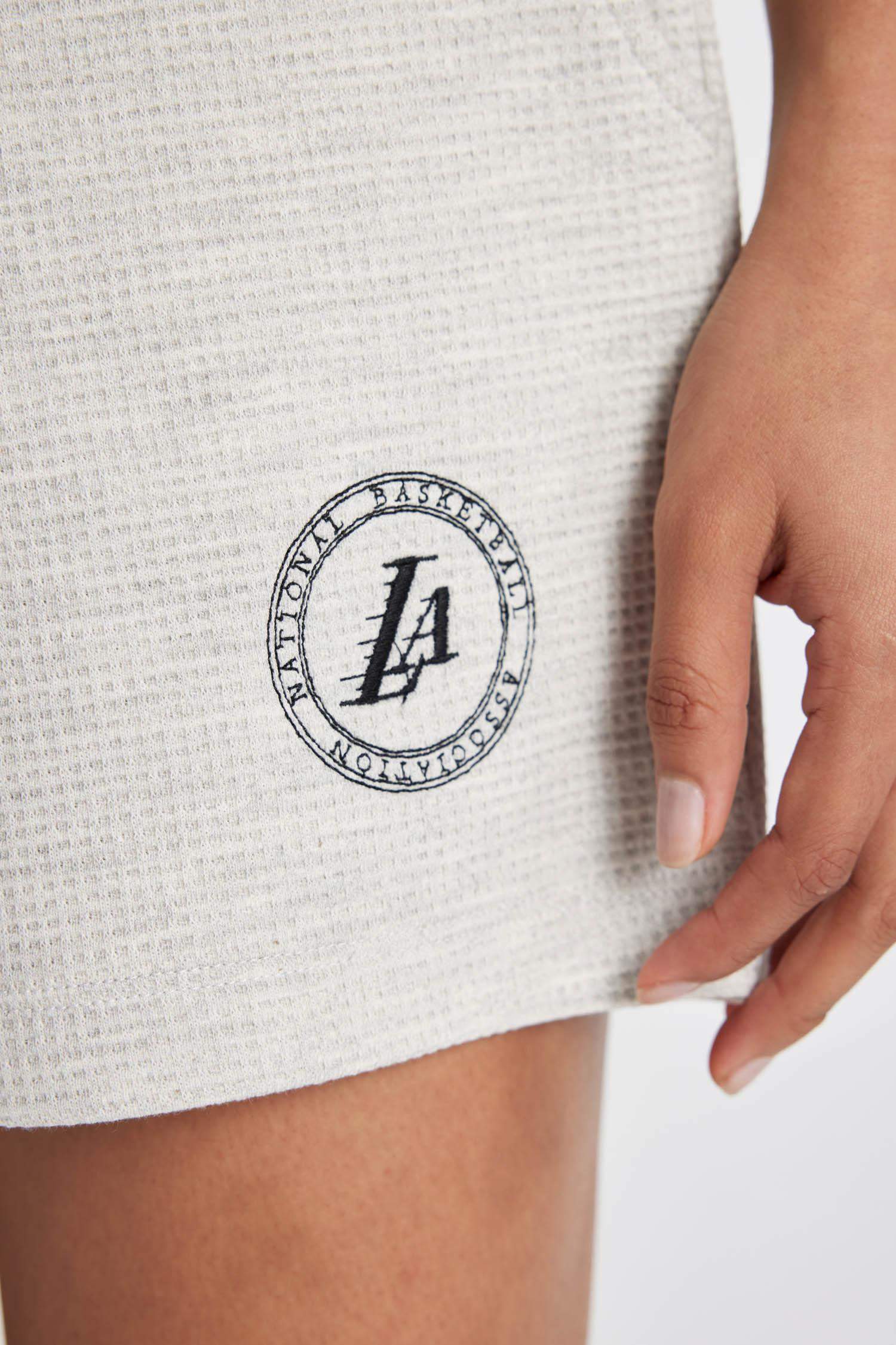DeFactoFit NBA Los Angeles Lakers Cropped Waffle Shorts