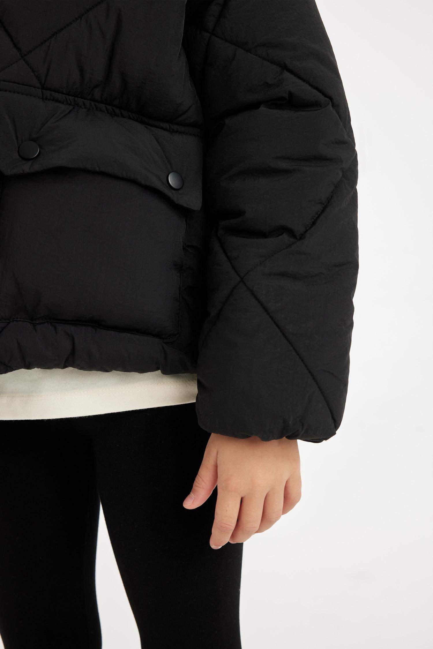 Kız Çocuk Su Geçirmez Şişme Mont Dik Yaka Cepli Fermuarlı