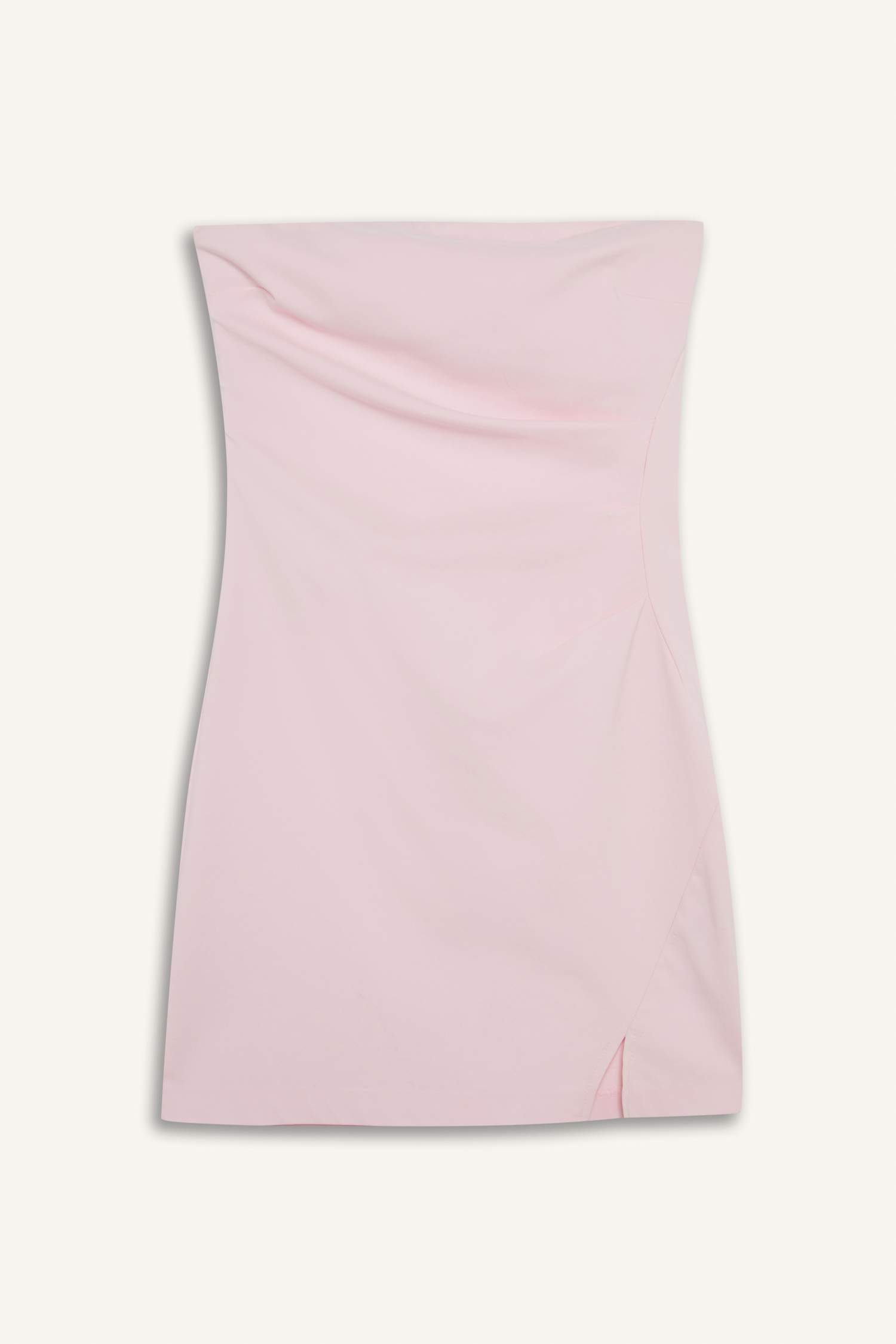 Coool Straplez Yırtmaçlı Pembe Mini Elbise