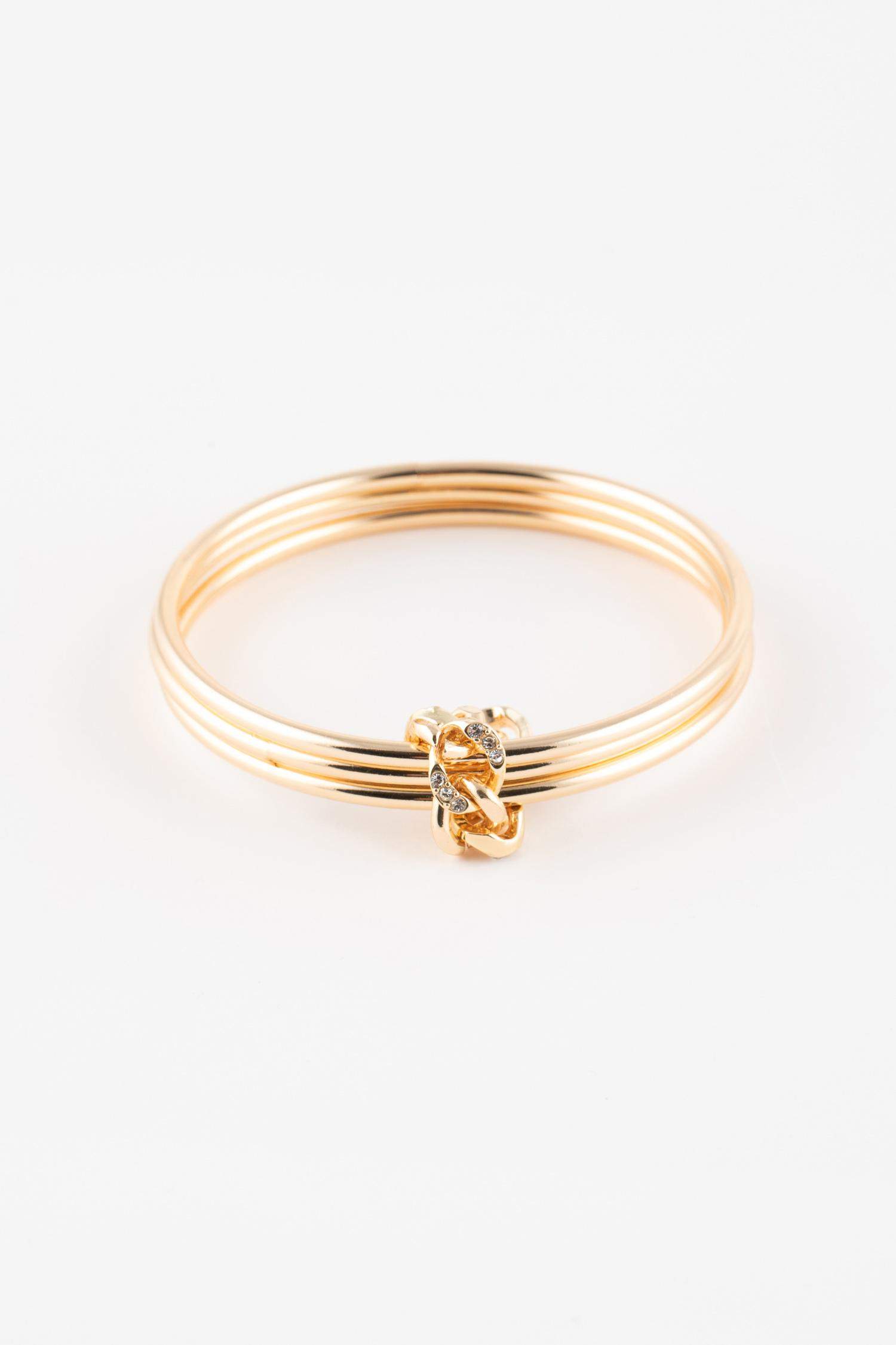 Kadın Zincir Detaylı Taşlı Gold Bilezik