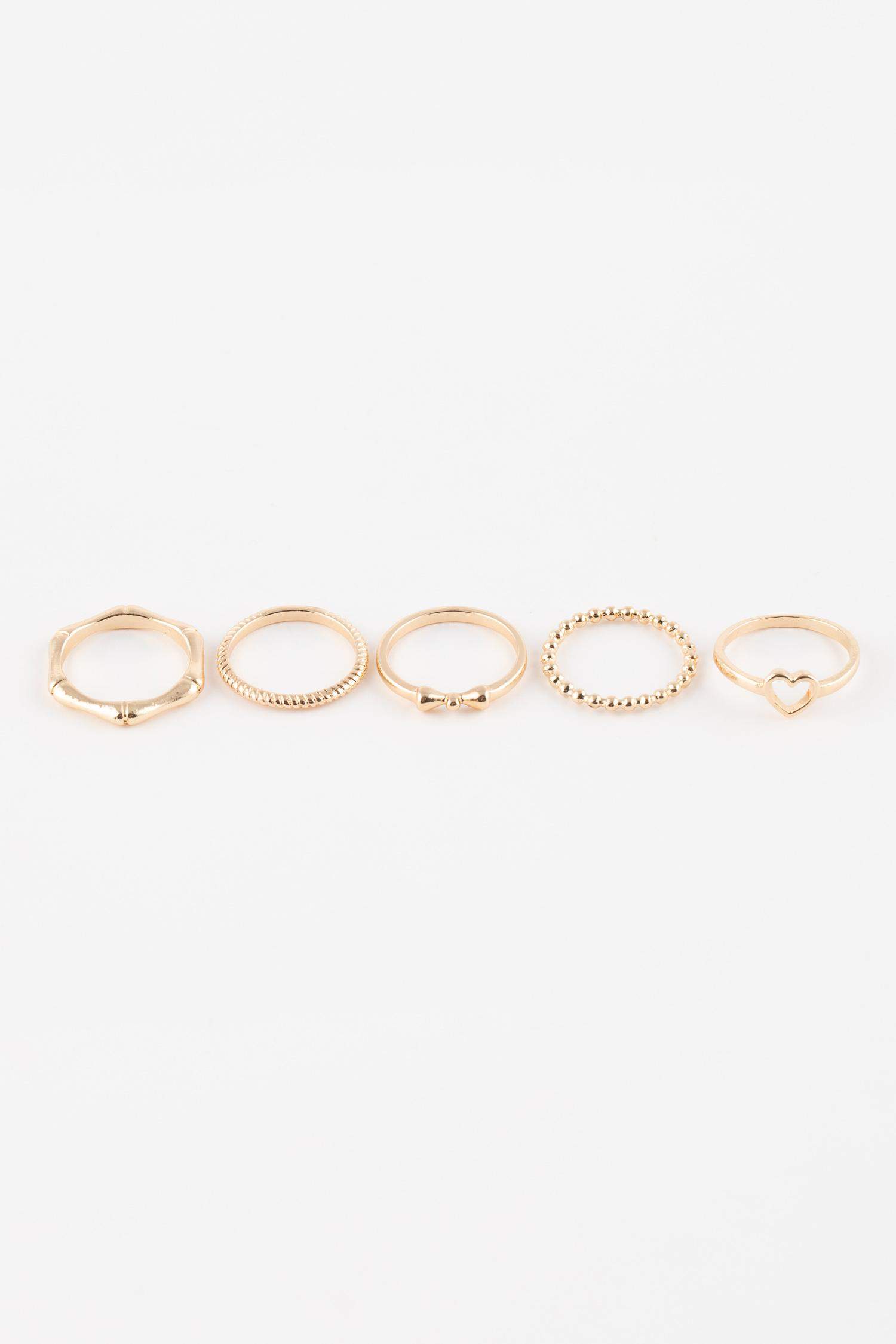 خاتم ذهبي حريمي - 5 قطع