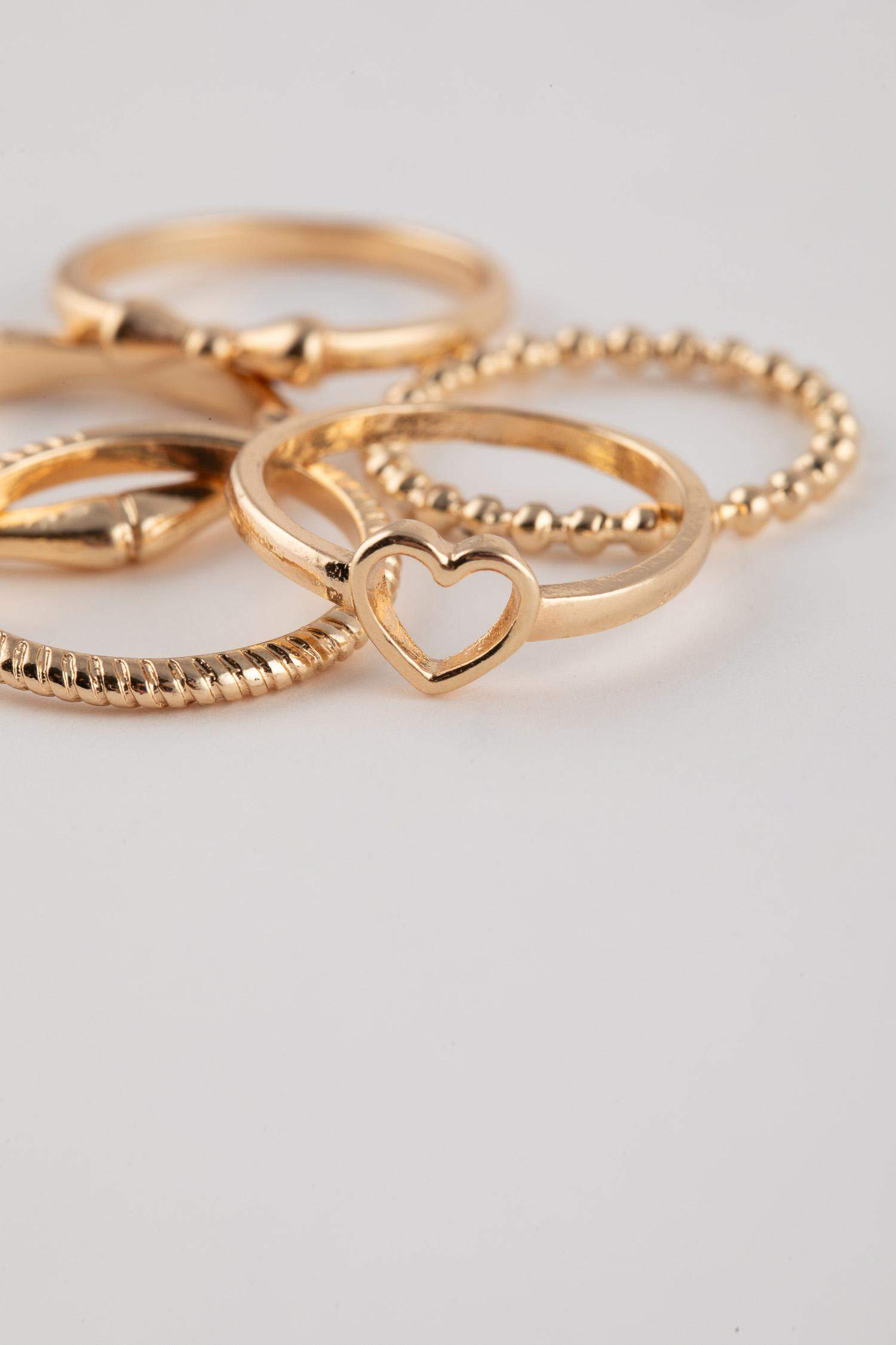 خاتم ذهبي حريمي - 5 قطع