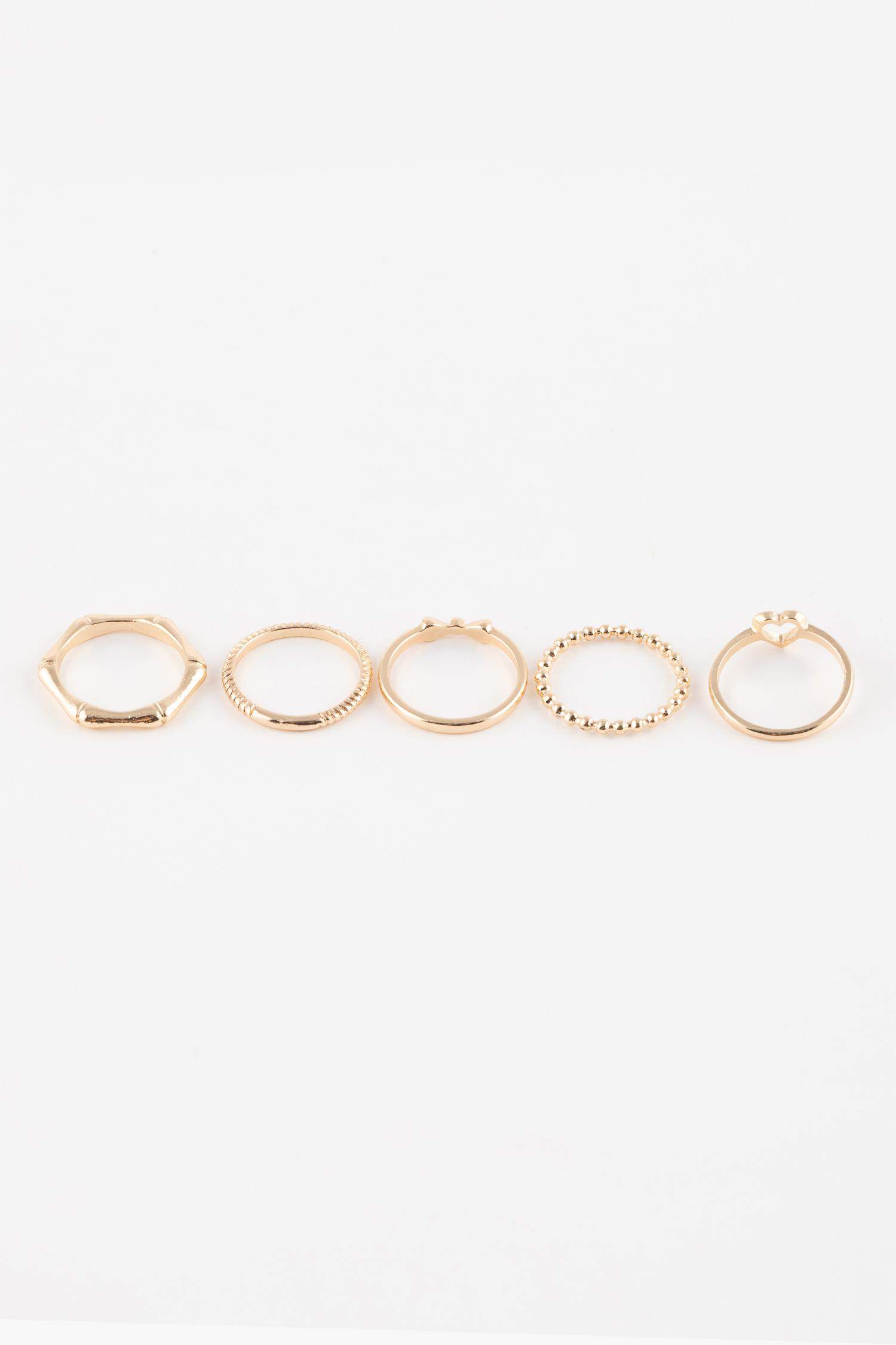 خاتم ذهبي حريمي - 5 قطع