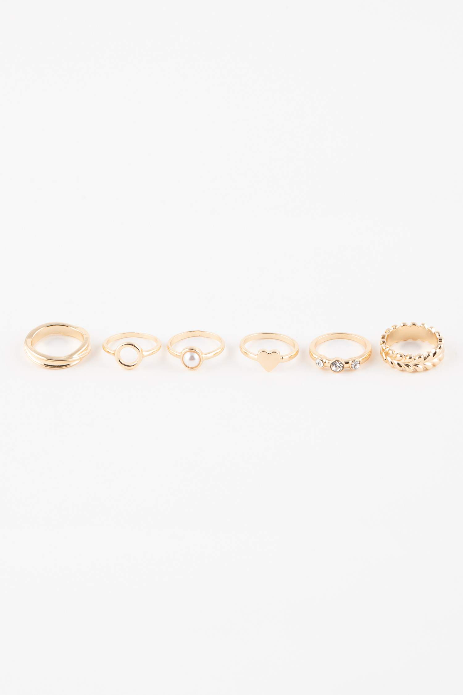 خاتم حريمي ذهبي بحجر - 6 قطع