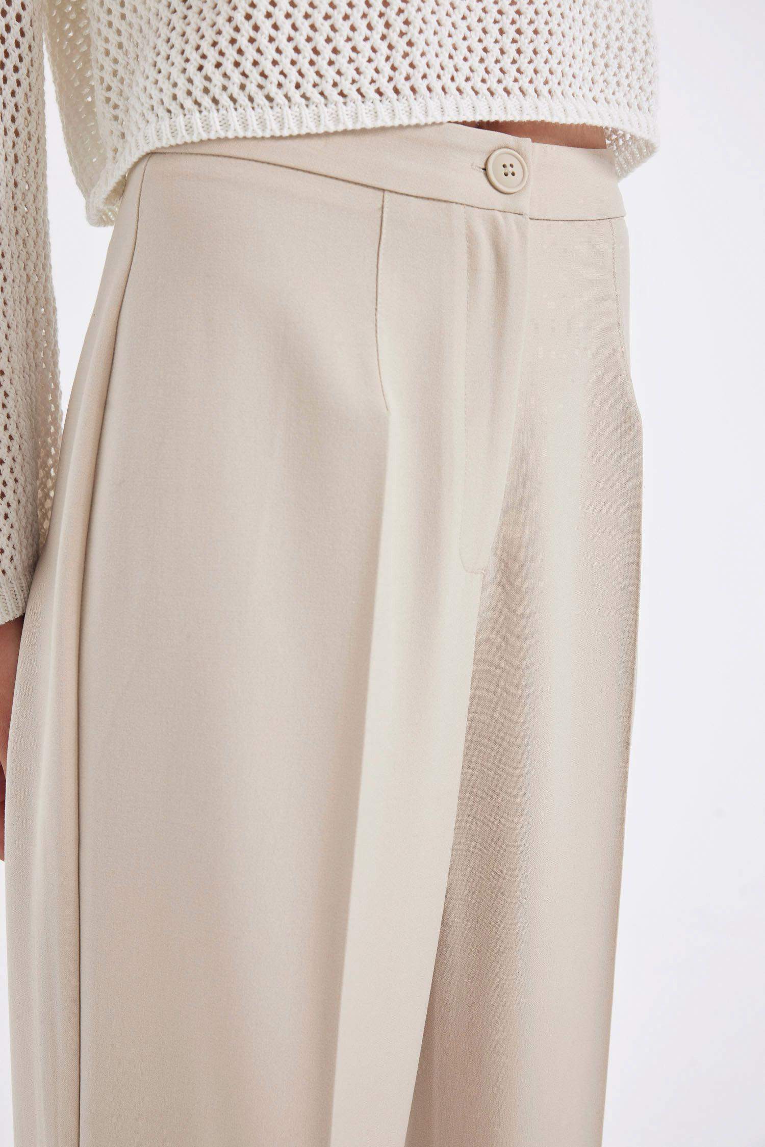 Pantalon large à taille haute, longueur standard