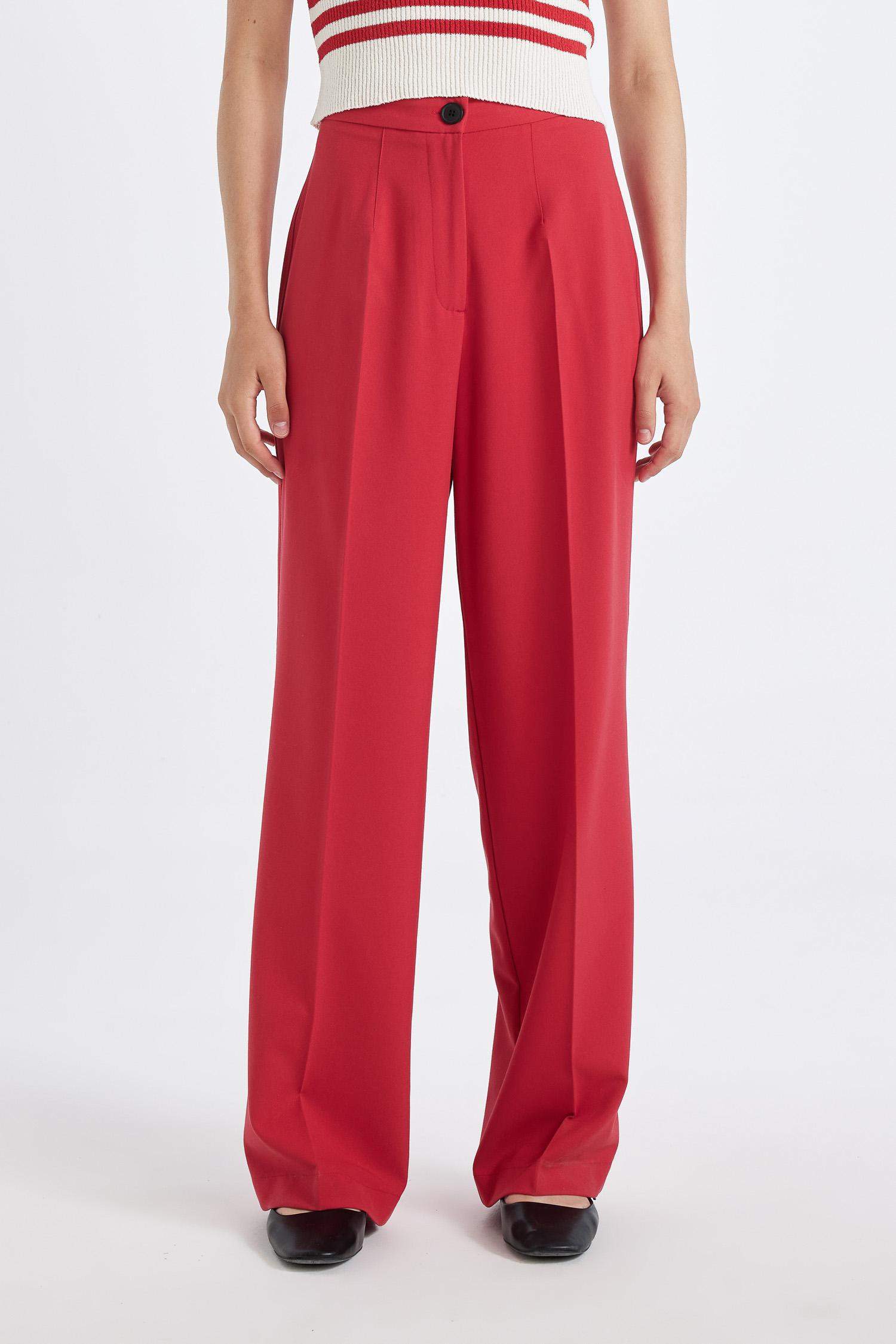 بنطرون وايد ليج برجل واسع وخصر عالي