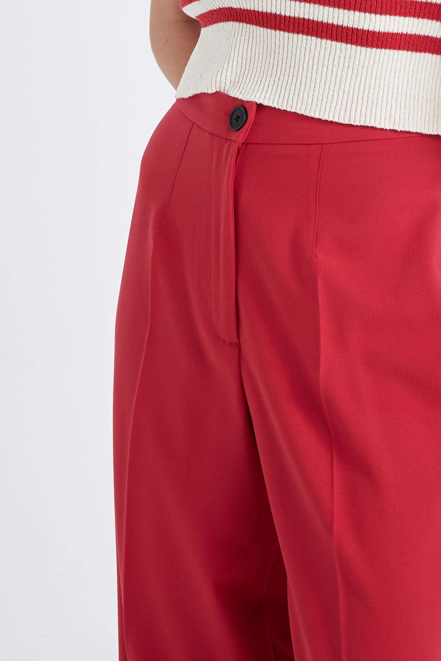 بنطرون وايد ليج برجل واسع وخصر عالي