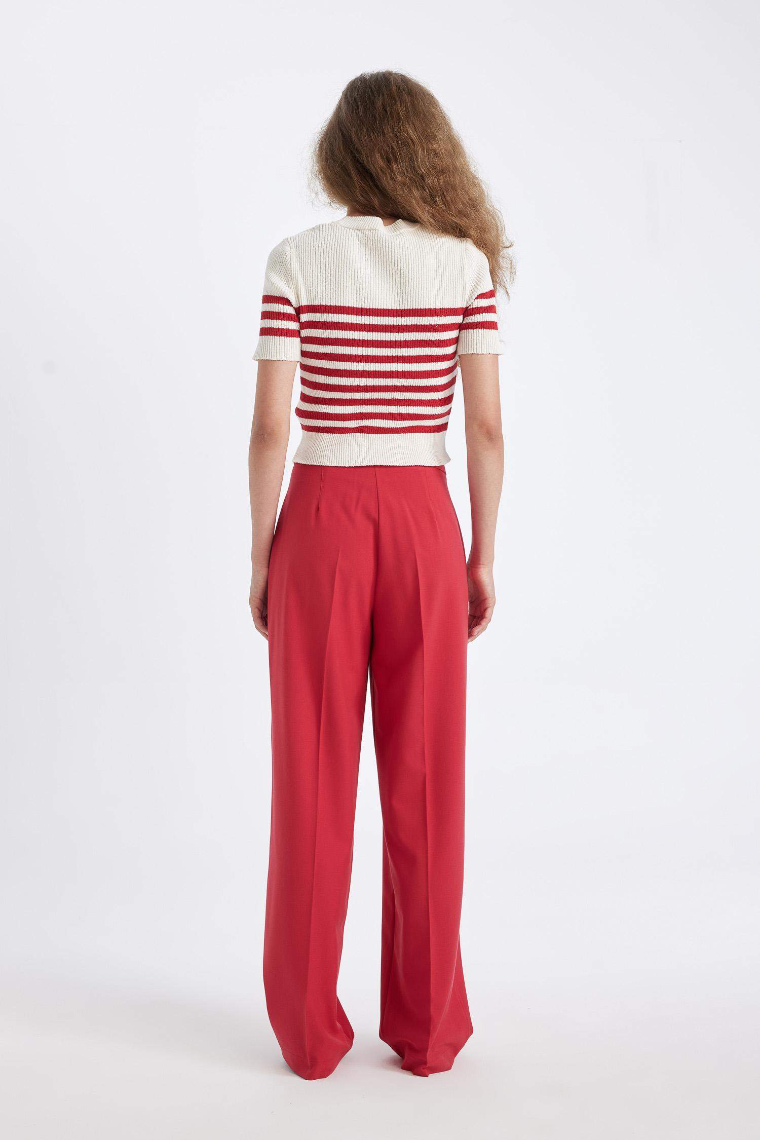 بنطرون وايد ليج برجل واسع وخصر عالي