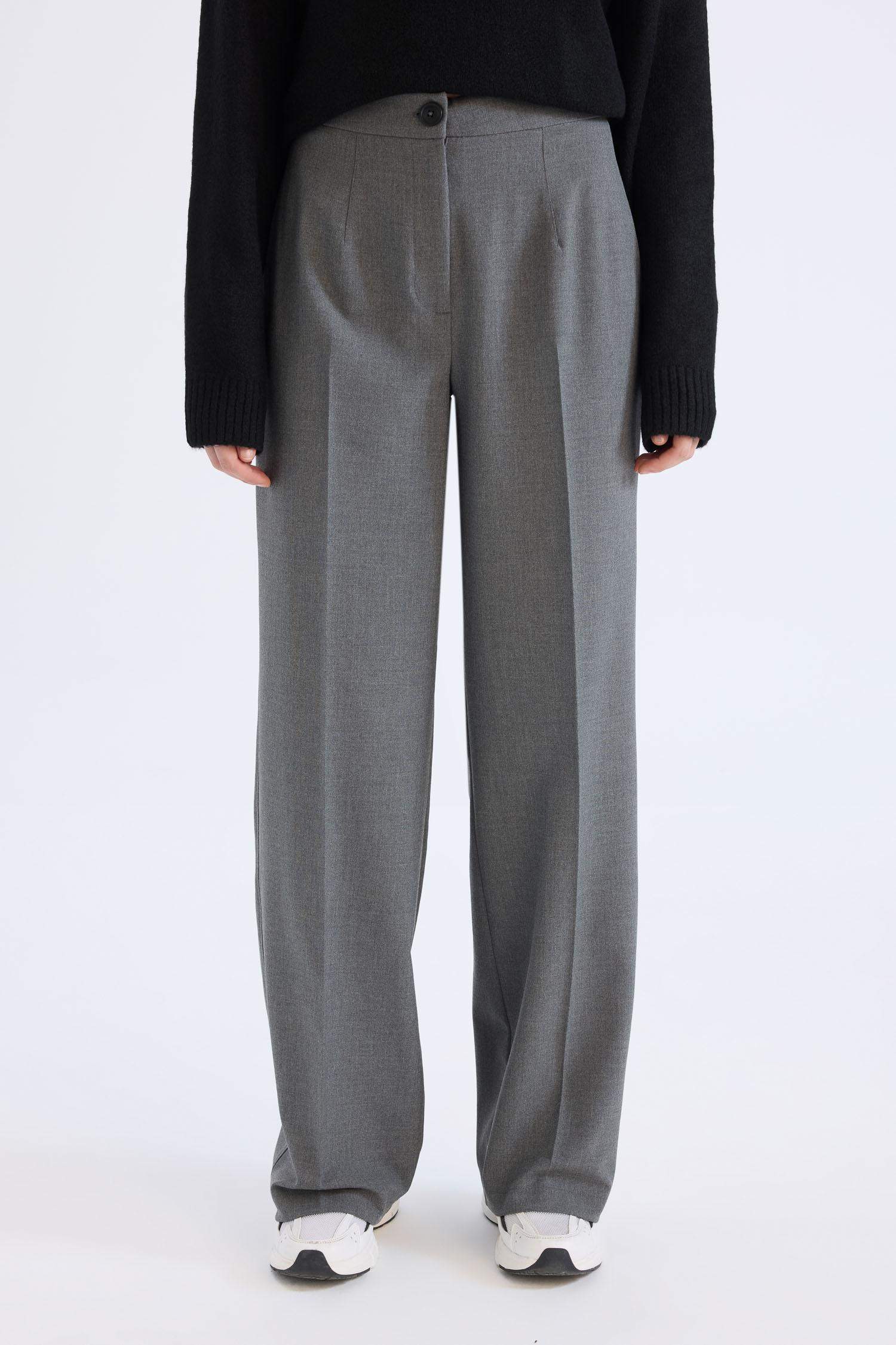 Standart Boy Kumaş Pantolon Wide Leg Geniş Bol Paça Basic Düz Yüksek Bel