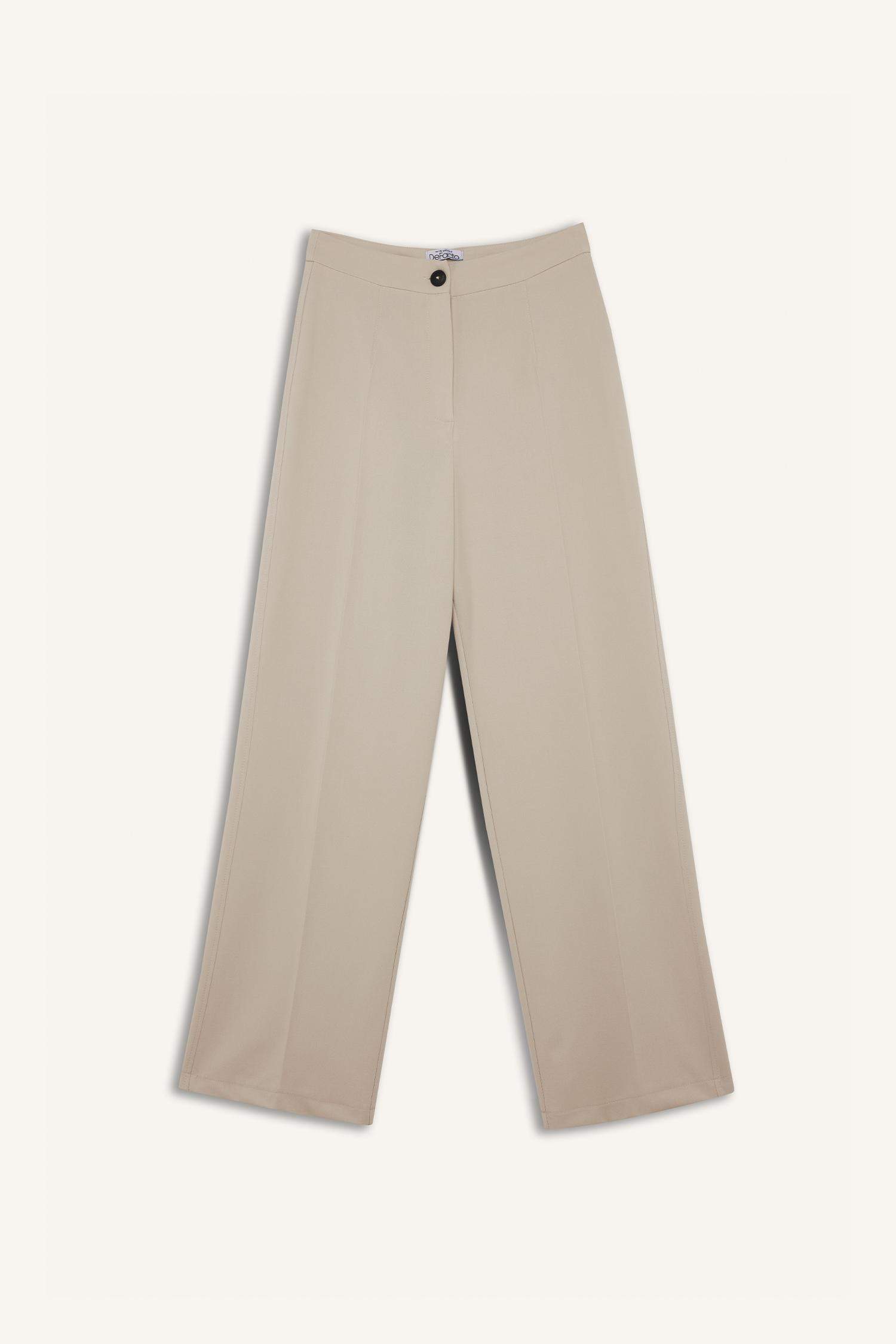 Pantalon taille haute basique à coupe large