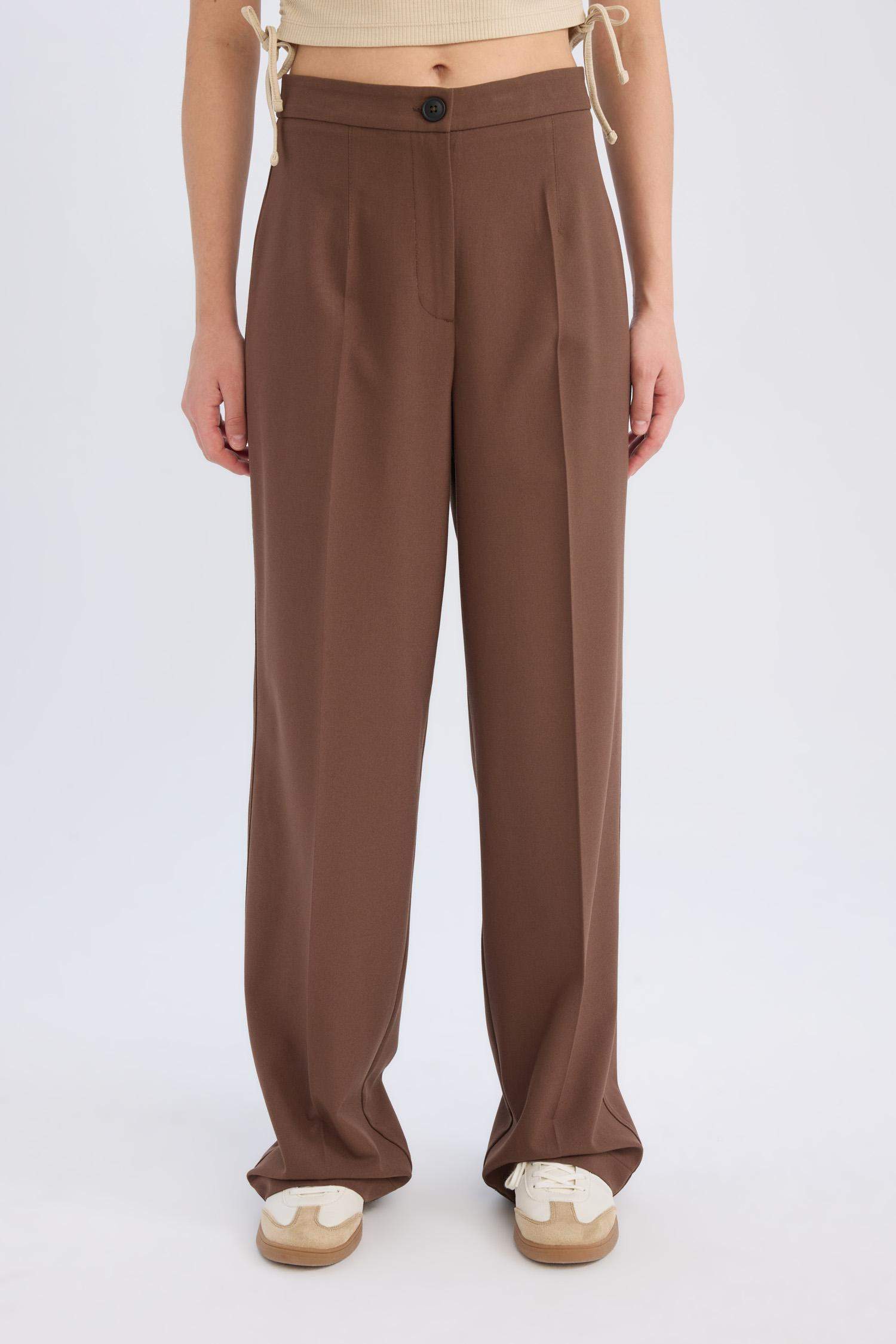 Standard Length Wide Leg High Waist Trousers