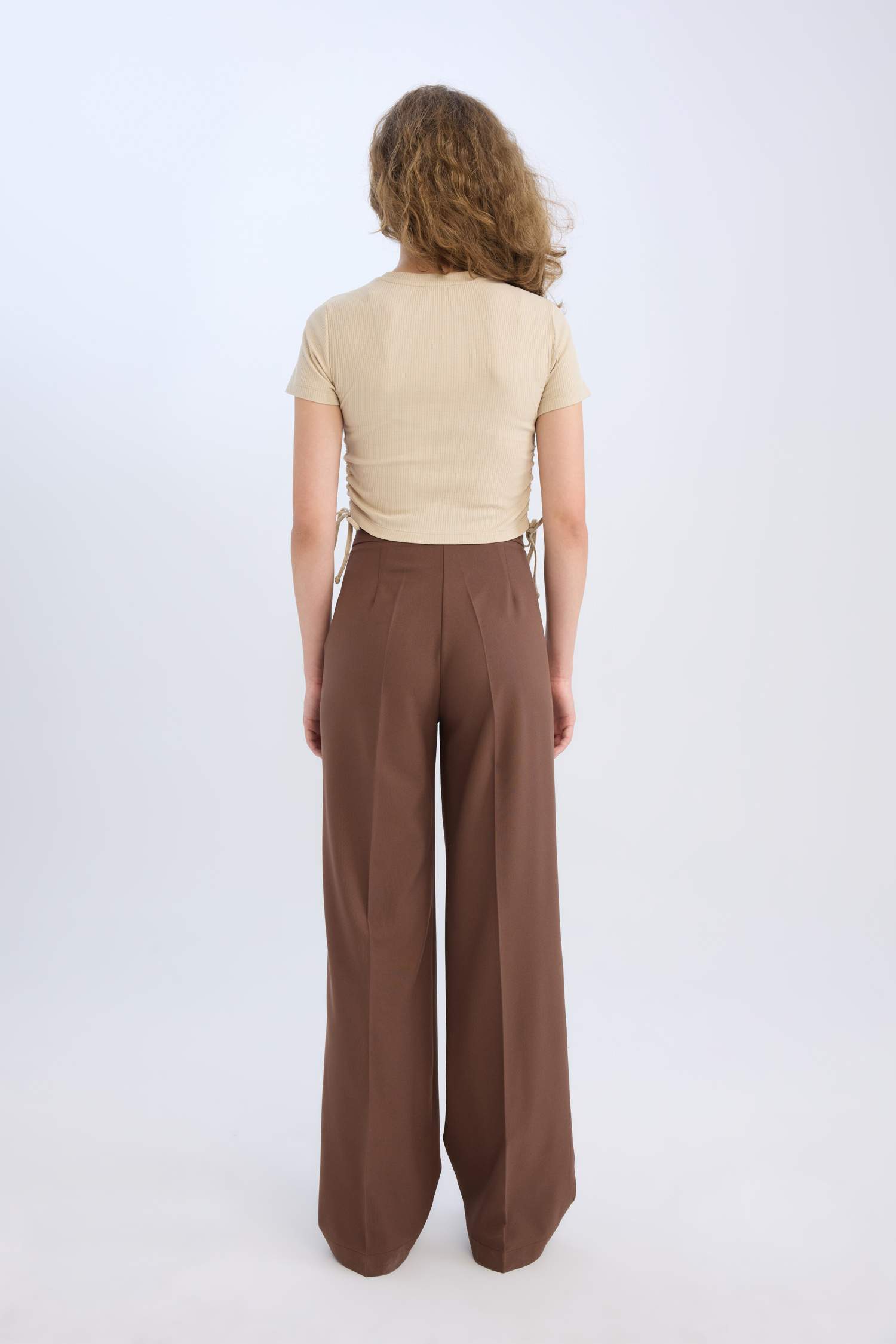 Standard Length Wide Leg High Waist Trousers