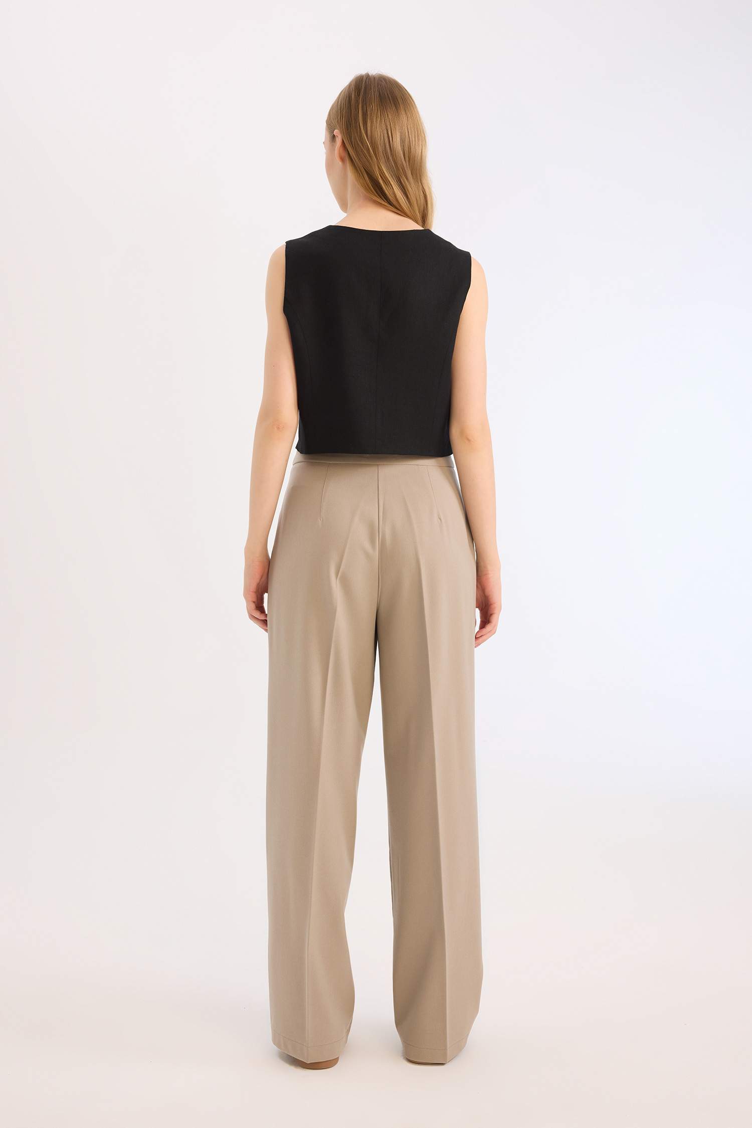 Standard Baggy Fit Basic High Waist Wide Leg Trousers