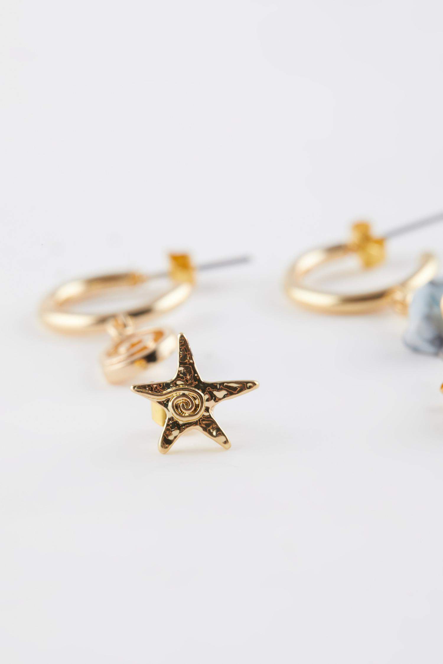 حلق حريمي ذهبي - 6 قطع