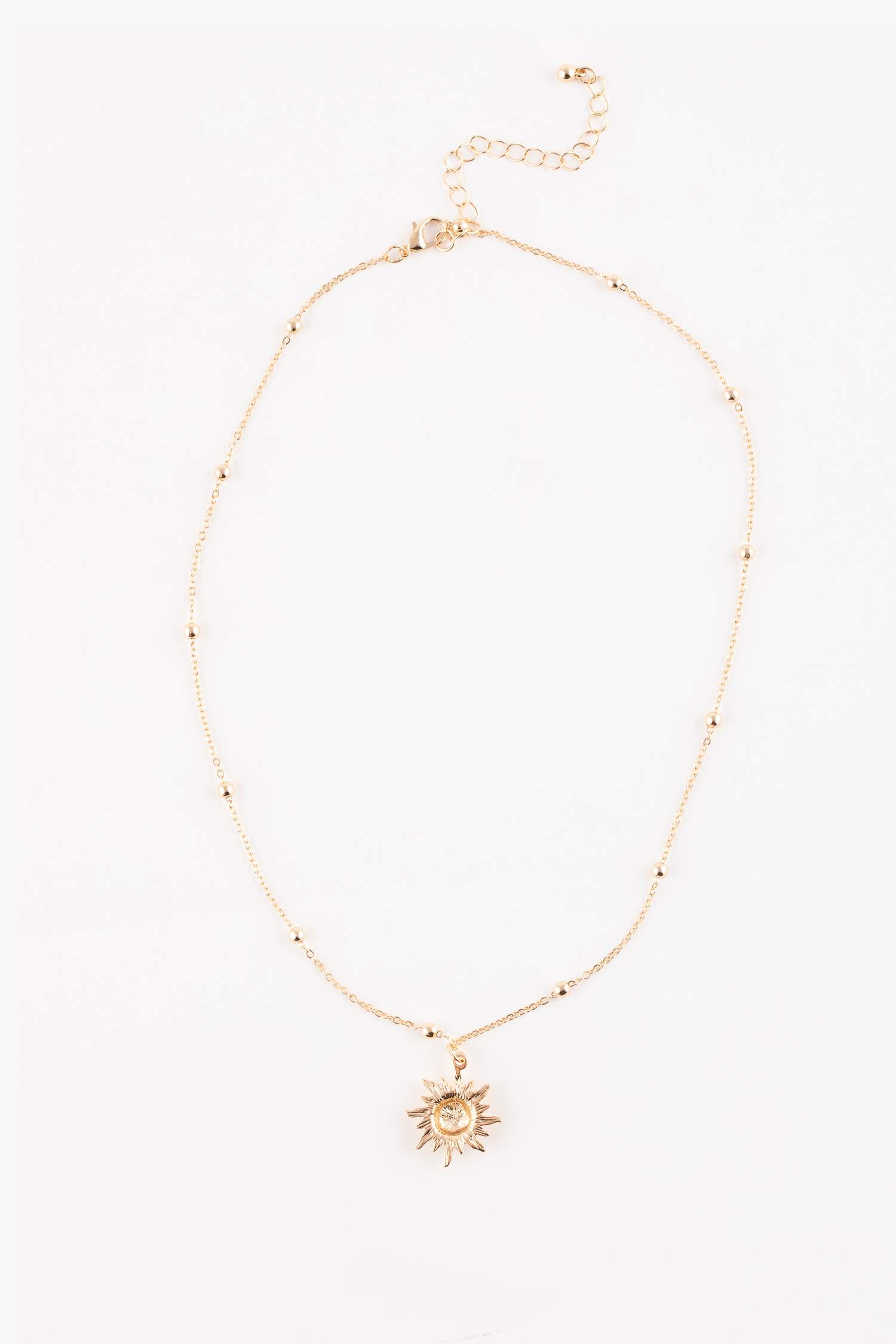 Kadın Güneş Detaylı Gold Kolye