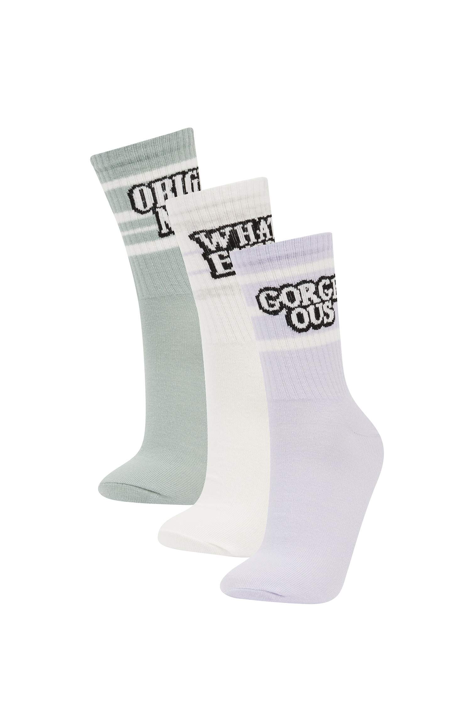 جوارب طويلة قطن نسائي - 3 قطع