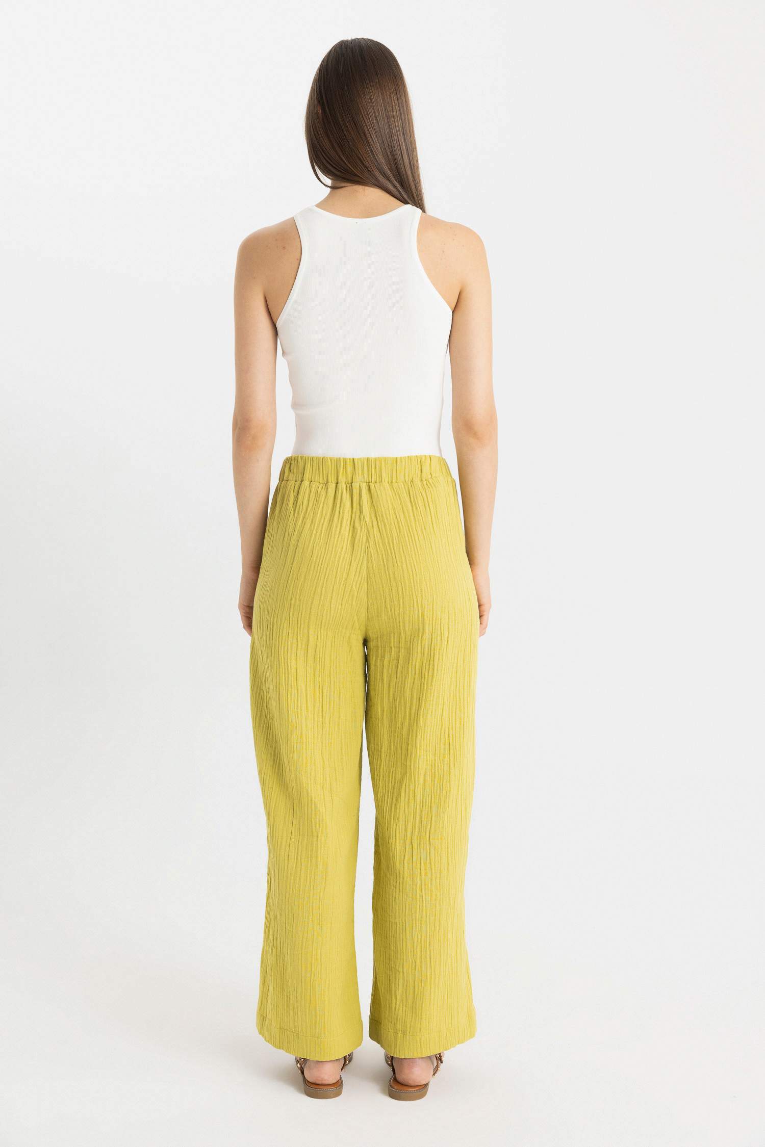 Wide Leg Muslin Trousers