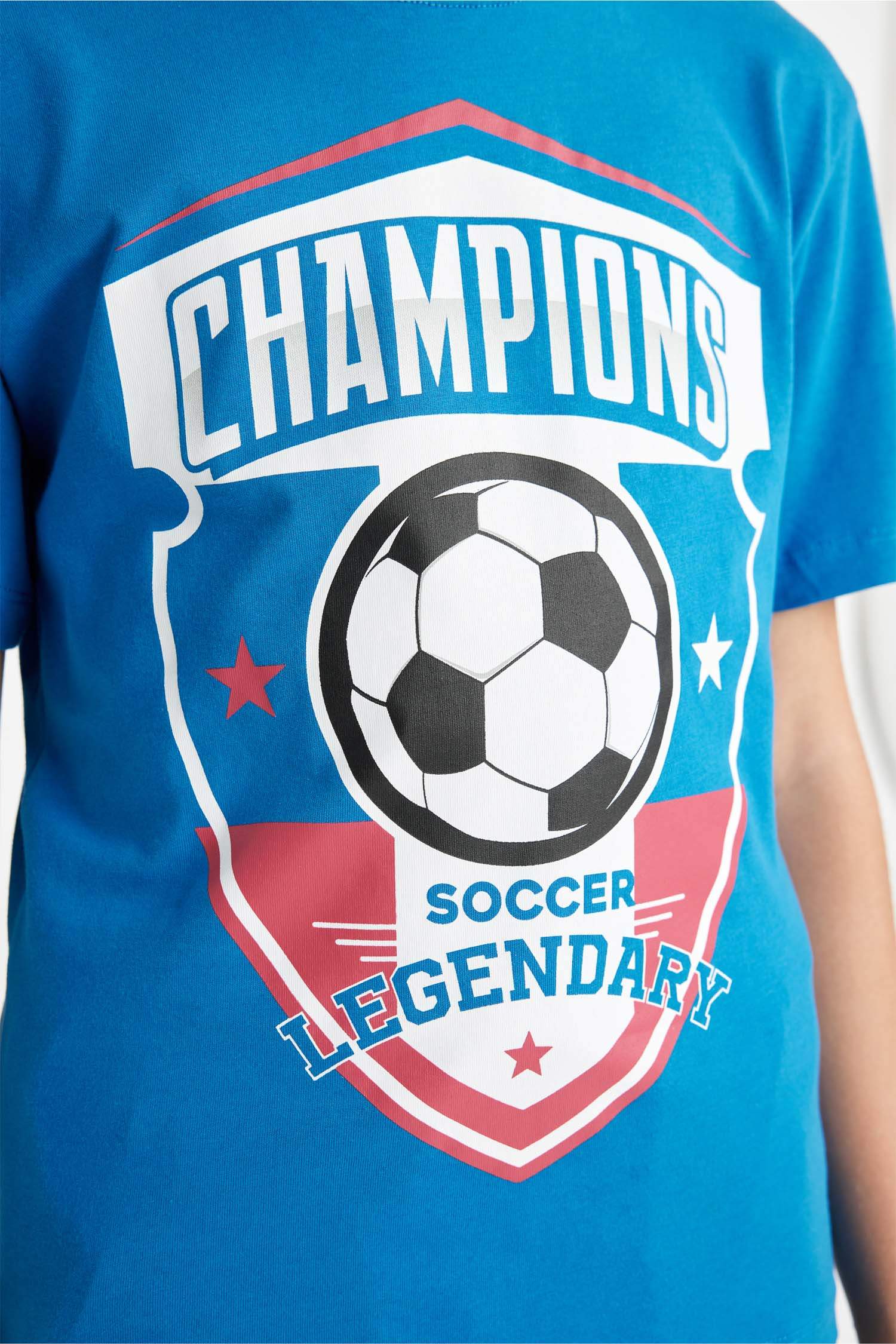 Erkek Çocuk Bisiklet Yaka Baskılı Kısa Kollu Tişört