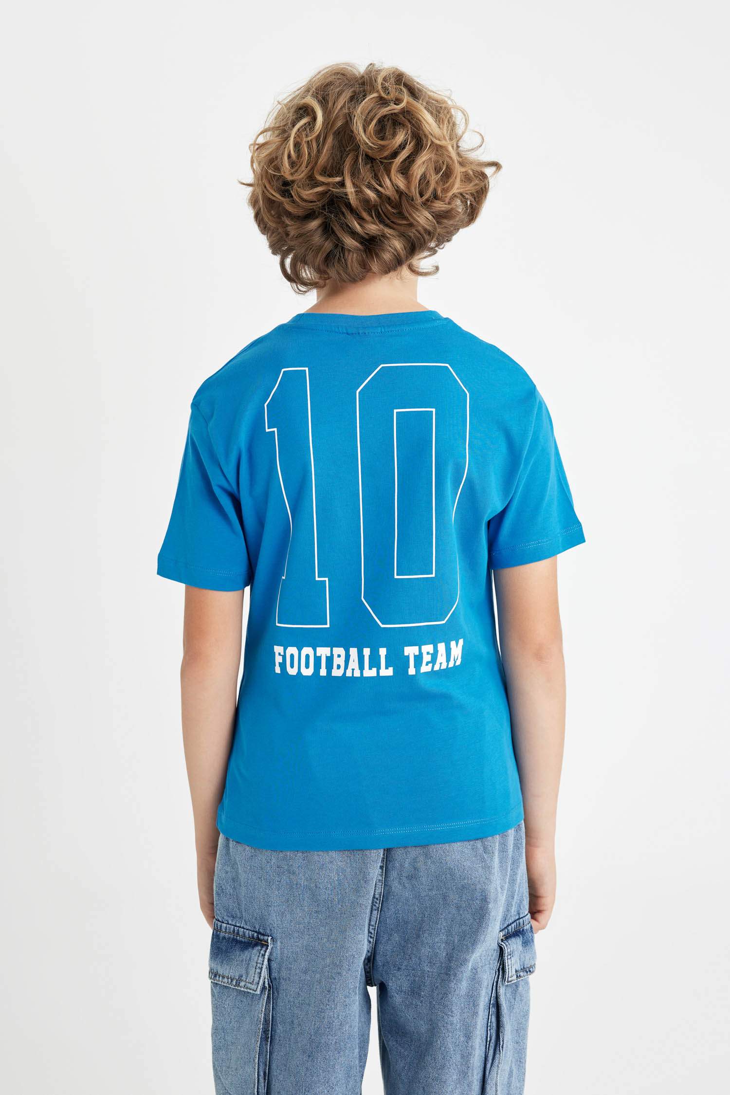 Erkek Çocuk Bisiklet Yaka Baskılı Kısa Kollu Tişört