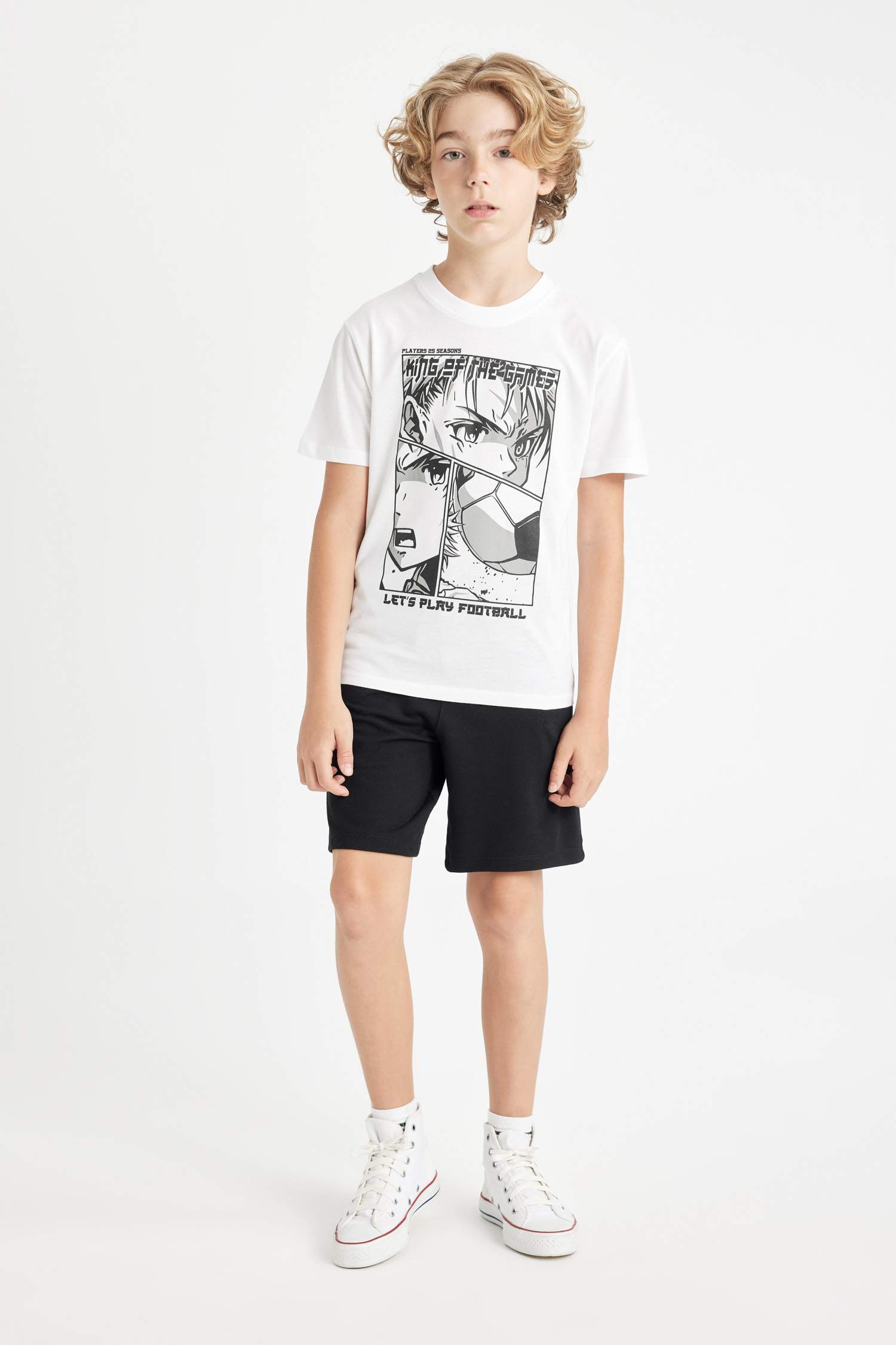 Bisiklet Yaka Baskılı Kısa Kollu Tişört Erkek Çocuk