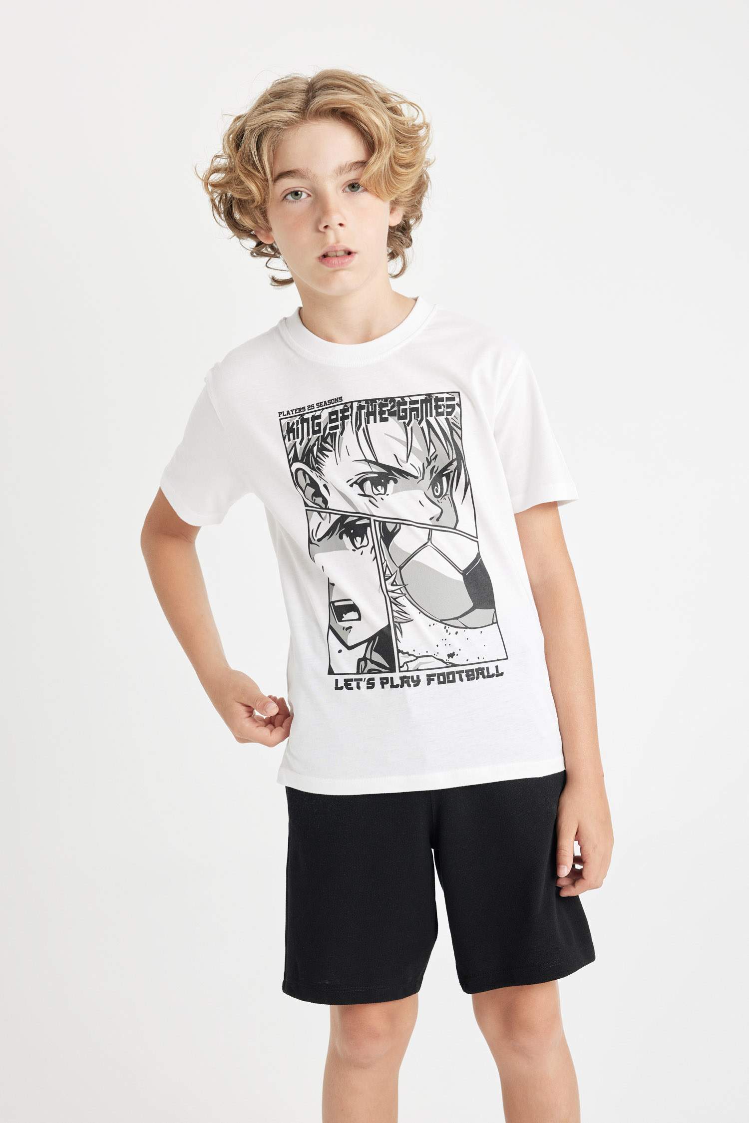 Bisiklet Yaka Baskılı Kısa Kollu Tişört Erkek Çocuk