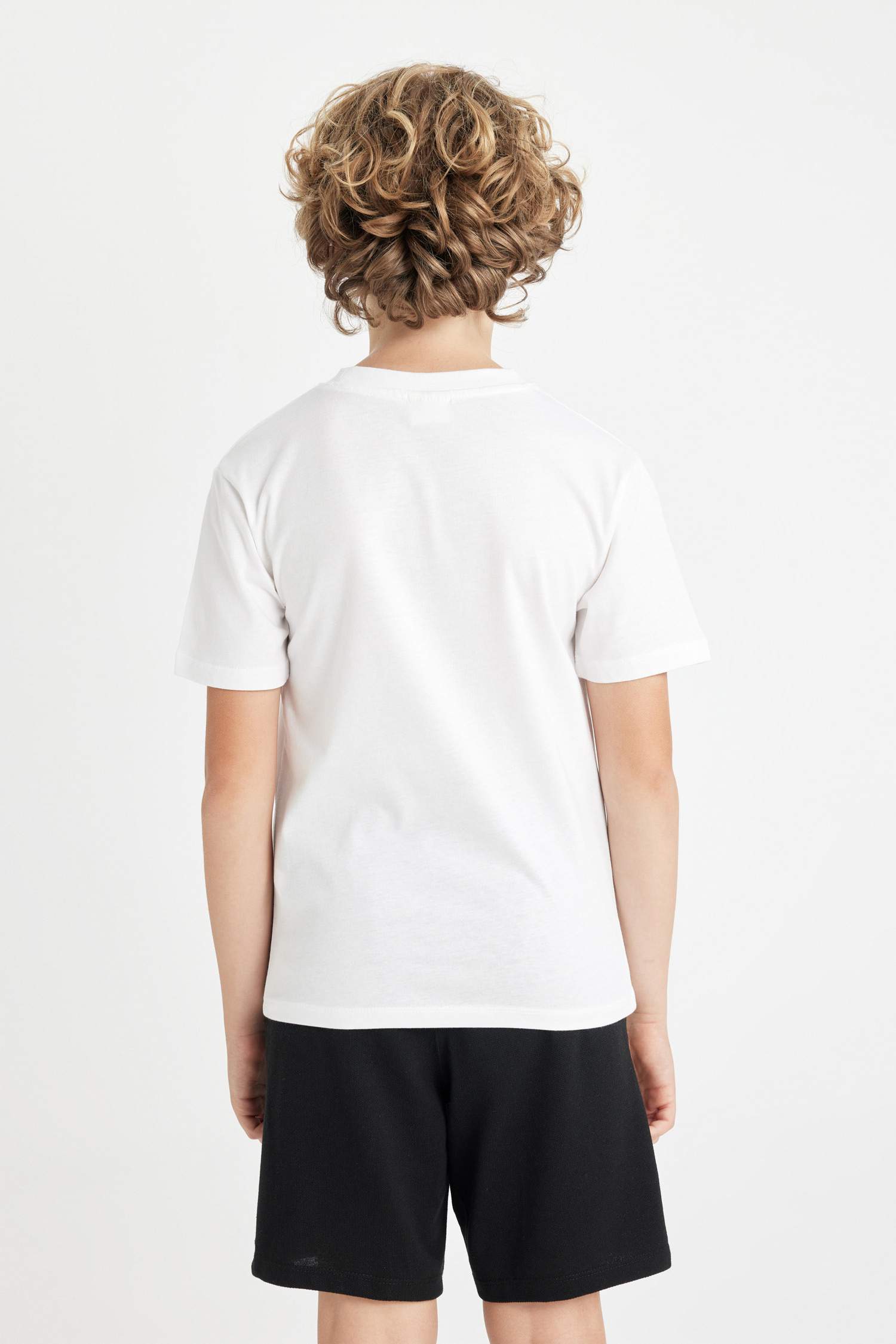 Bisiklet Yaka Baskılı Kısa Kollu Tişört Erkek Çocuk