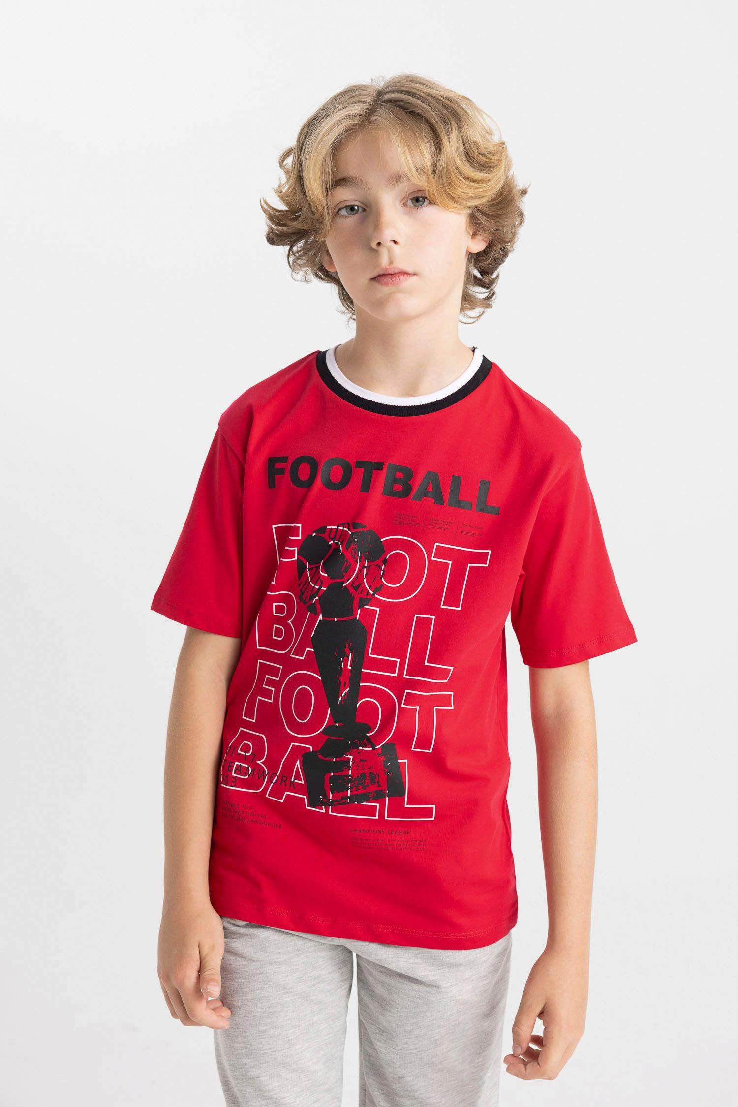 Erkek Çocuk Bisiklet Yaka Baskılı Kısa Kollu Tişört