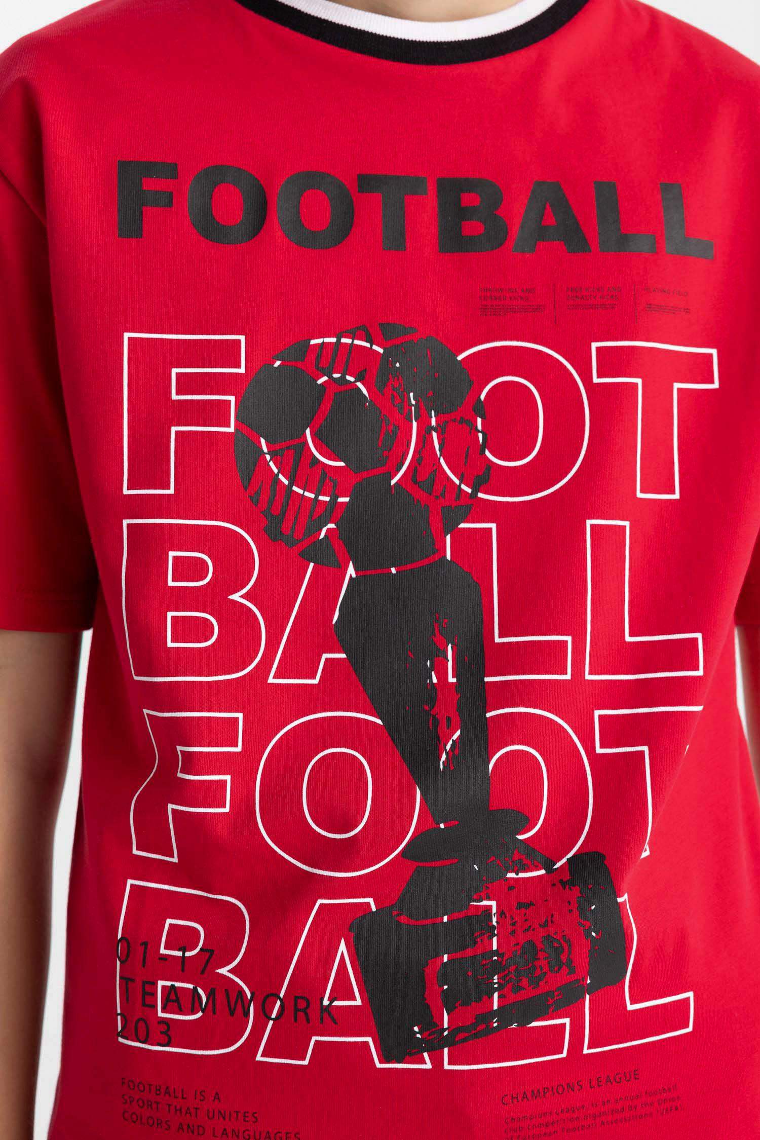 Erkek Çocuk Bisiklet Yaka Baskılı Kısa Kollu Tişört