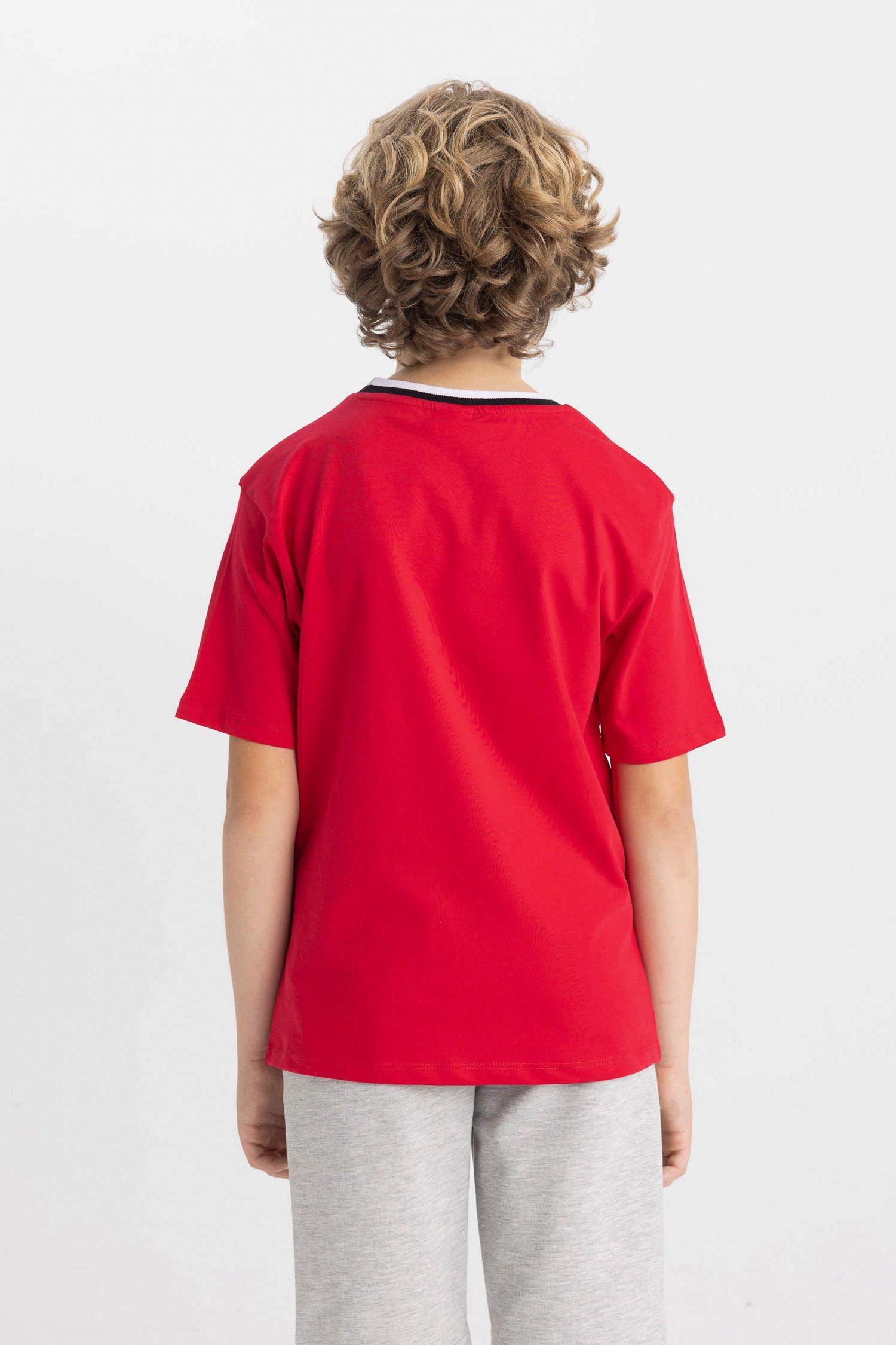 Erkek Çocuk Bisiklet Yaka Baskılı Kısa Kollu Tişört