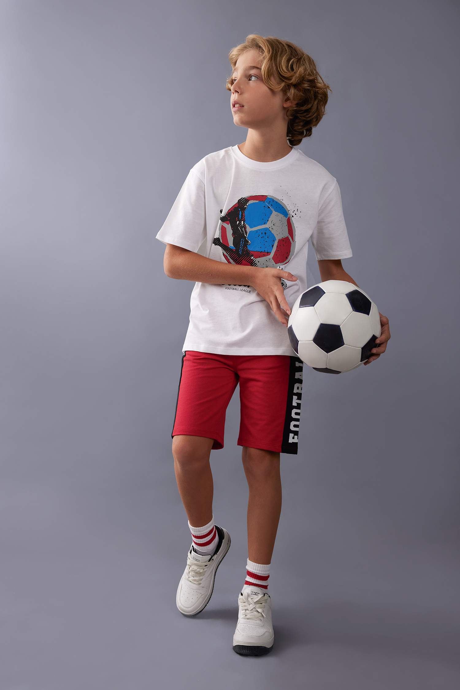 Erkek Çocuk Bisiklet Yaka Baskılı Kısa Kollu Tişört