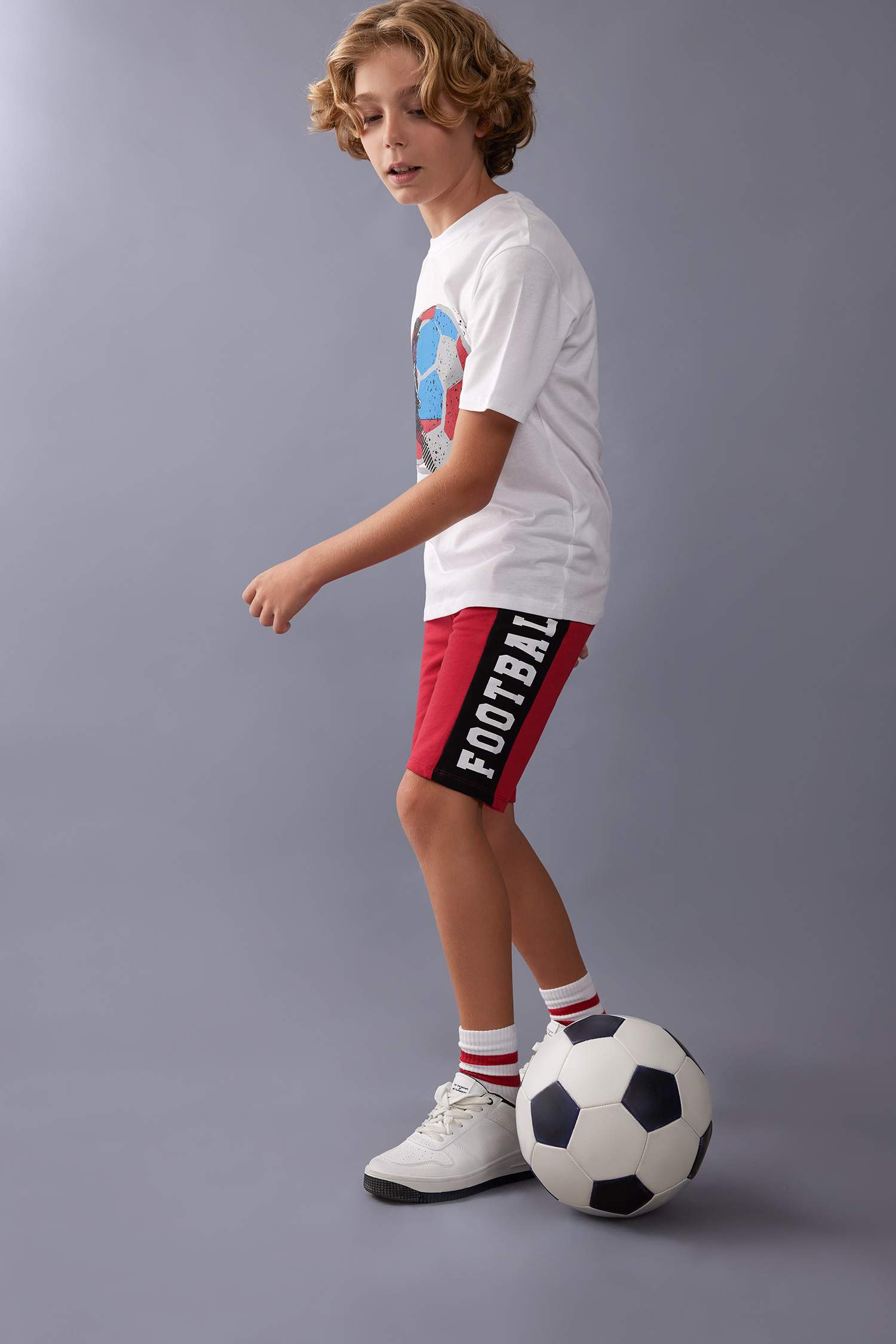 Erkek Çocuk Bisiklet Yaka Baskılı Kısa Kollu Tişört