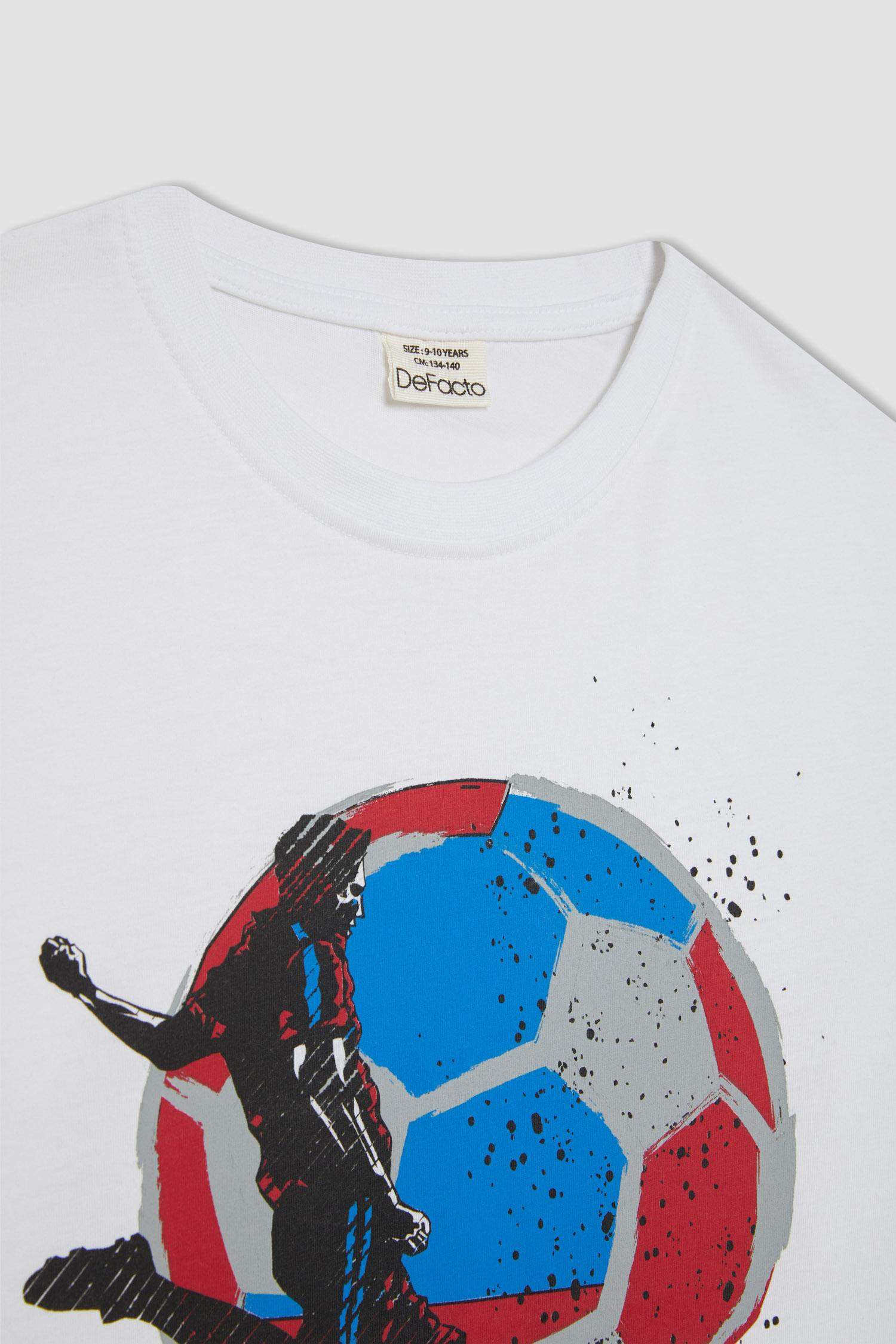 Erkek Çocuk Bisiklet Yaka Baskılı Kısa Kollu Tişört