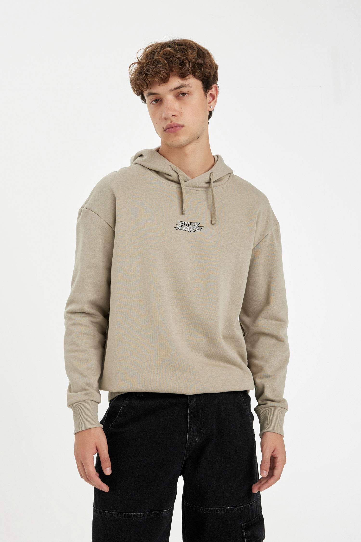 Haki Marvel Avengers Boxy Fit Kapüşonlu Sırt Baskılı Sweatshirt