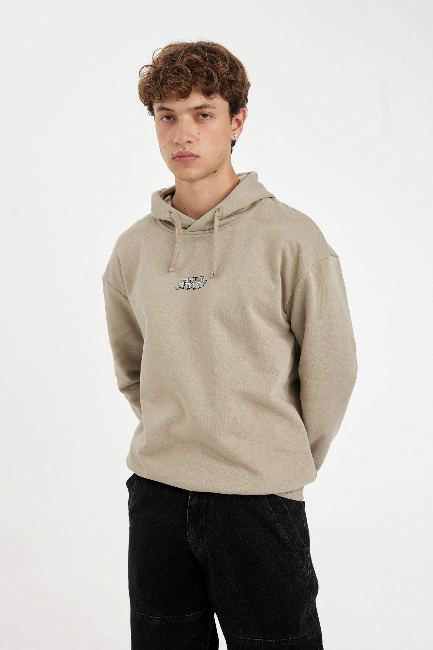 Haki Marvel Avengers Boxy Fit Kapüşonlu Sırt Baskılı Sweatshirt