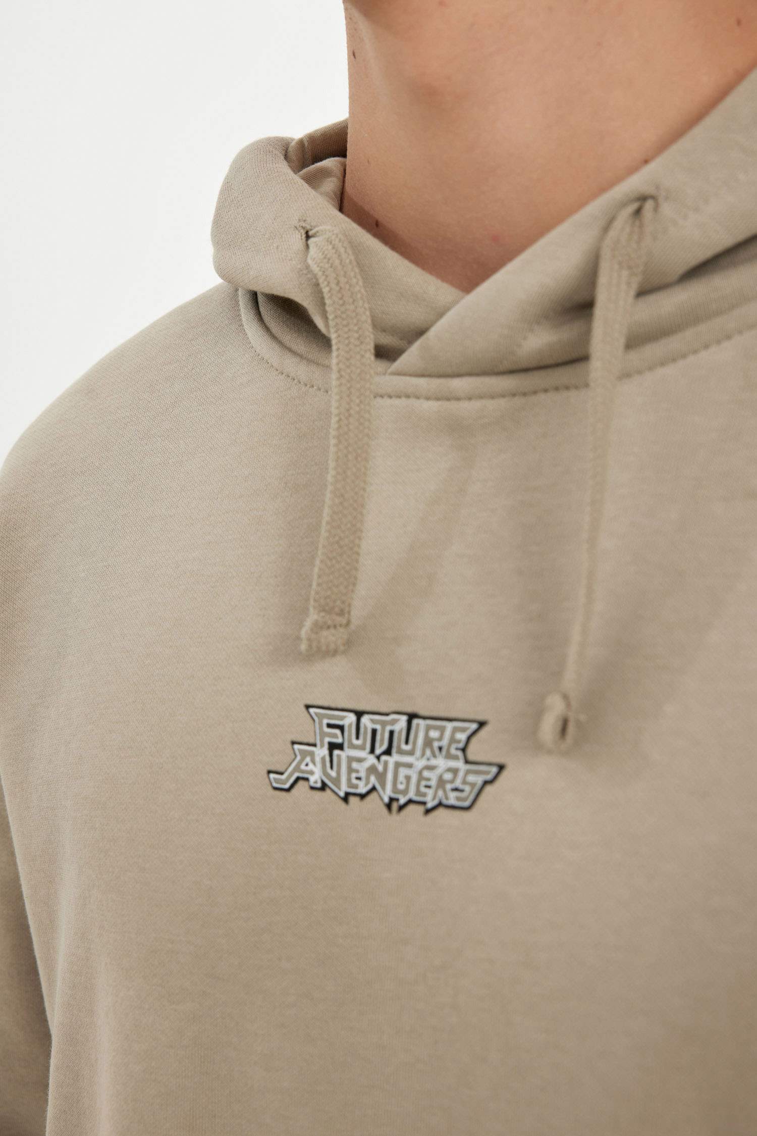 Haki Marvel Avengers Boxy Fit Kapüşonlu Sırt Baskılı Sweatshirt