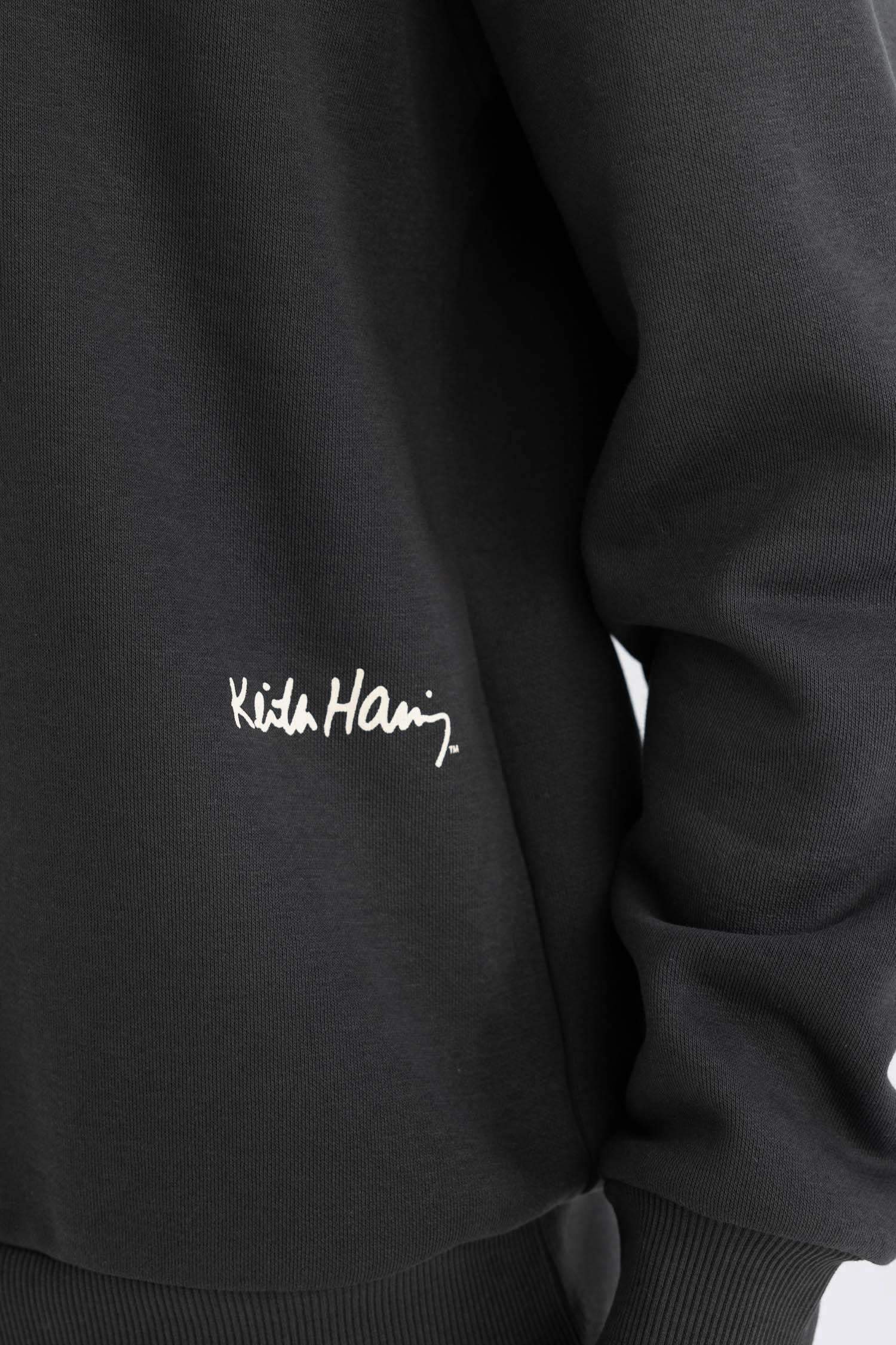 Keith Haring Boxy Fit Kapüşonlu Sırt Baskılı Sweatshirt