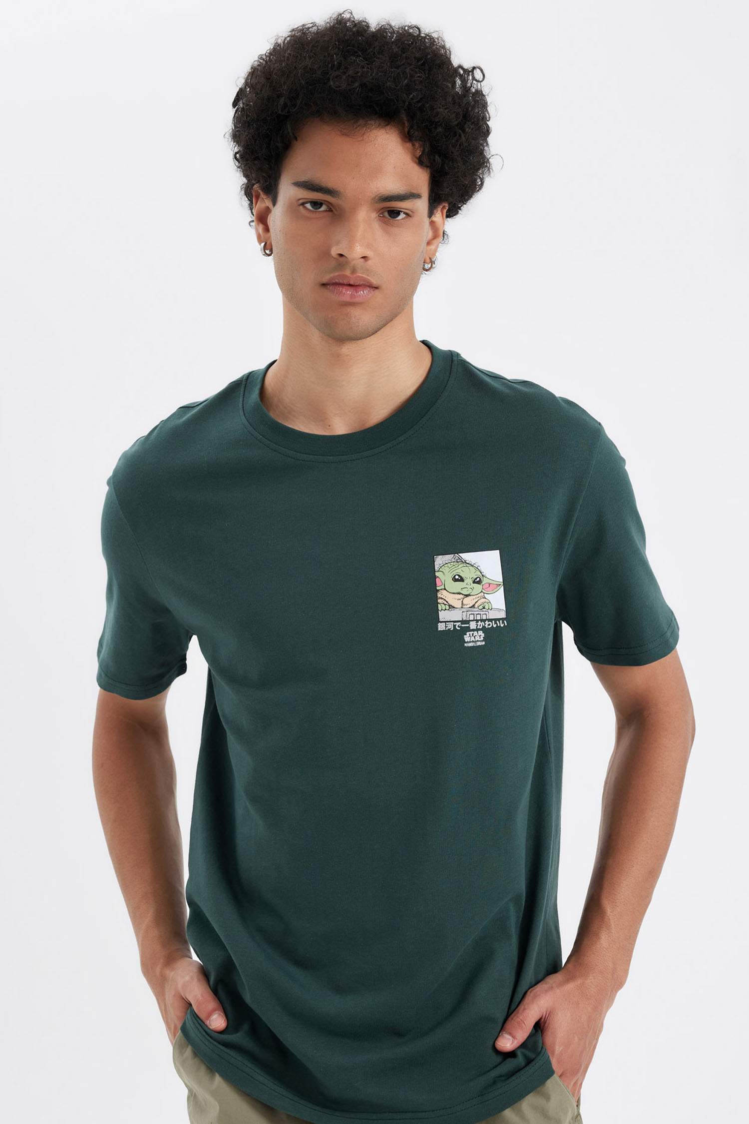 %100 Pamuk Star Wars-Mandalorian Bisiklet Yaka Kısa Kollu Tişört