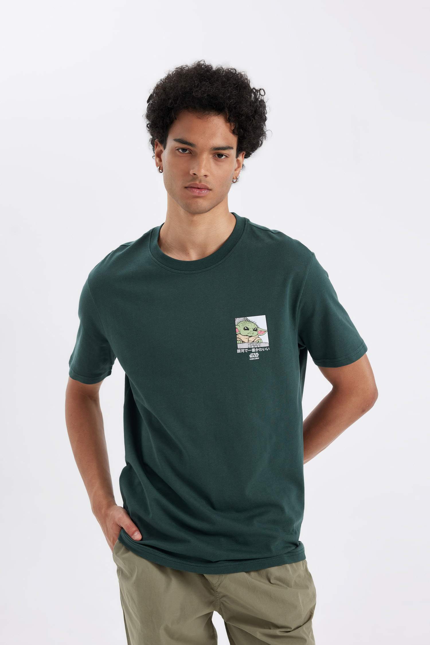 %100 Pamuk Star Wars-Mandalorian Bisiklet Yaka Kısa Kollu Tişört