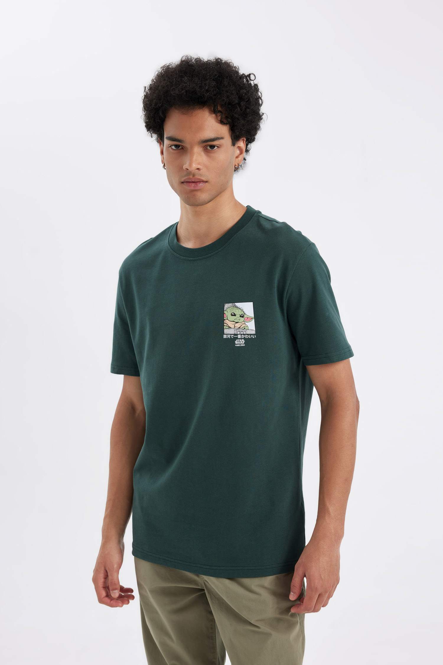 %100 Pamuk Star Wars-Mandalorian Bisiklet Yaka Kısa Kollu Tişört