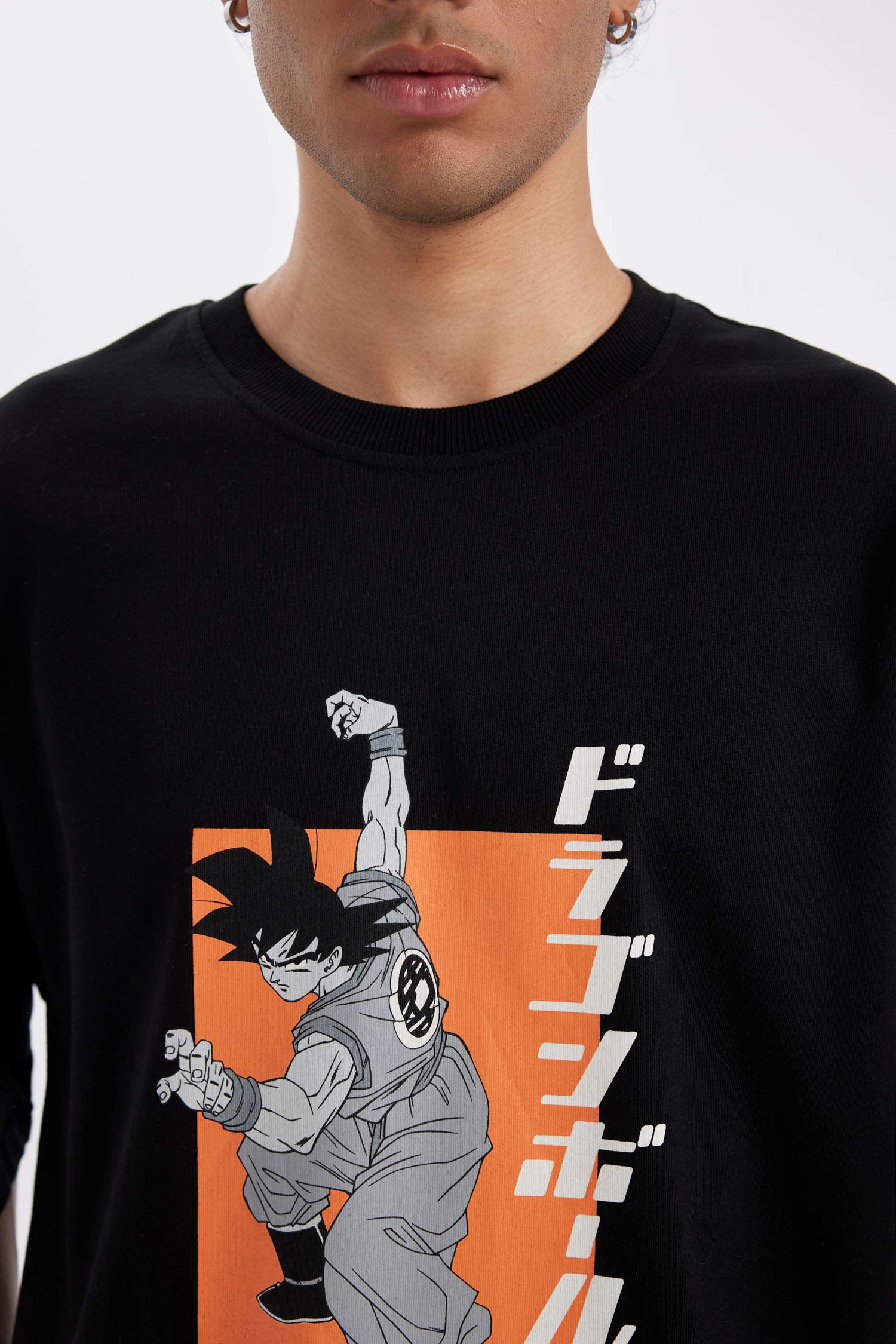%100 Pamuk Dragon Ball Loose Fit Bisiklet Yaka Sırt Baskılı Kısa Kollu Tişört