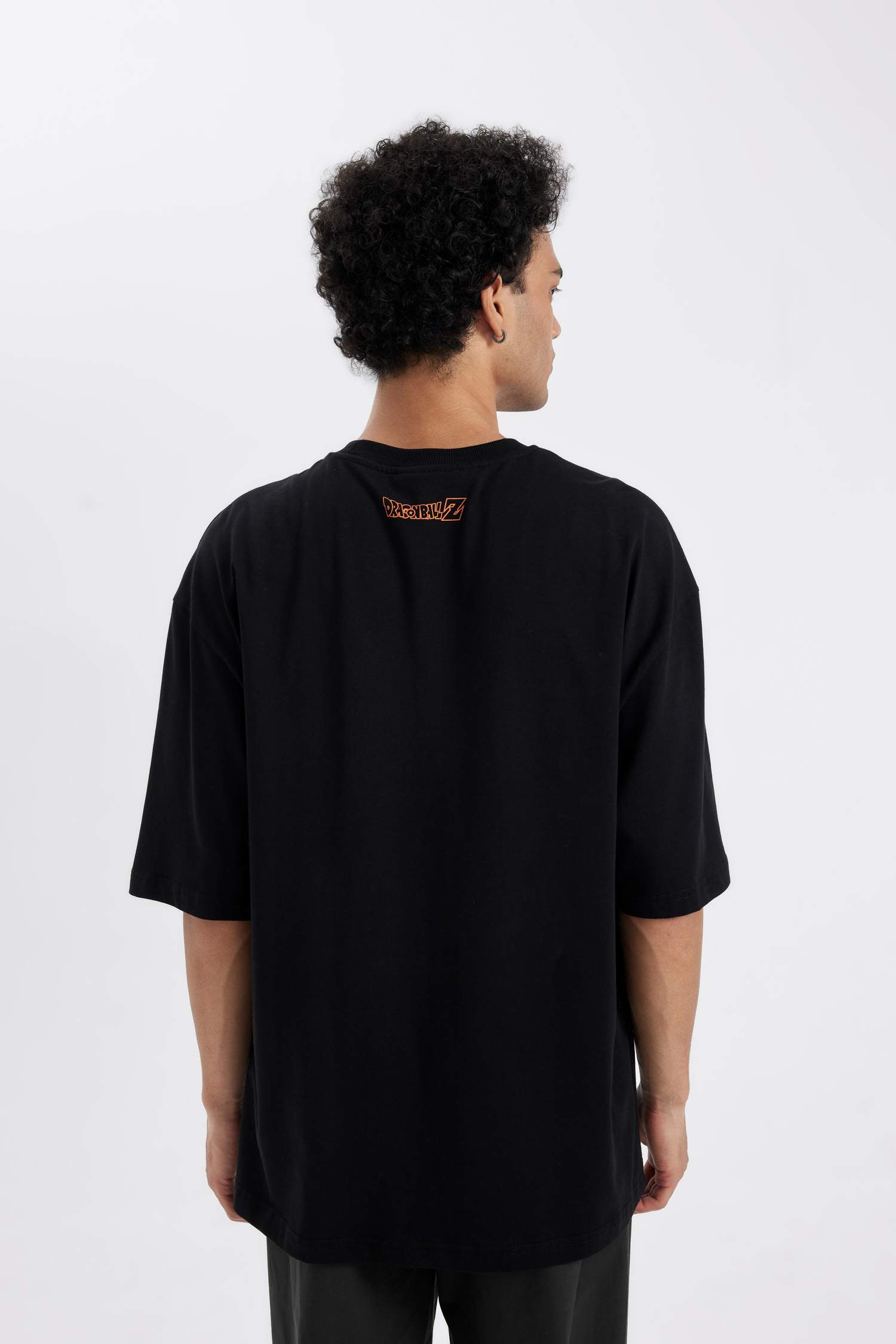 %100 Pamuk Dragon Ball Loose Fit Bisiklet Yaka Sırt Baskılı Kısa Kollu Tişört