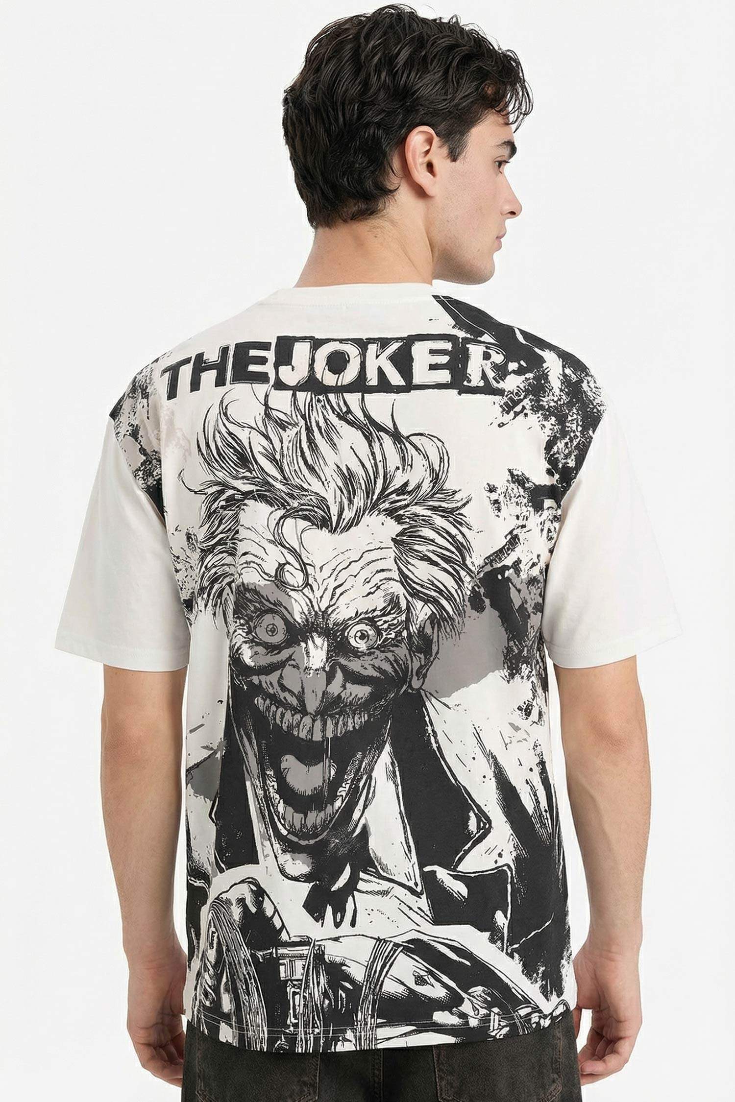 Just Because! グッズ Ekru Erkek Justıce League Boxy Fıt Sırt Baskılı Tişört 3376495